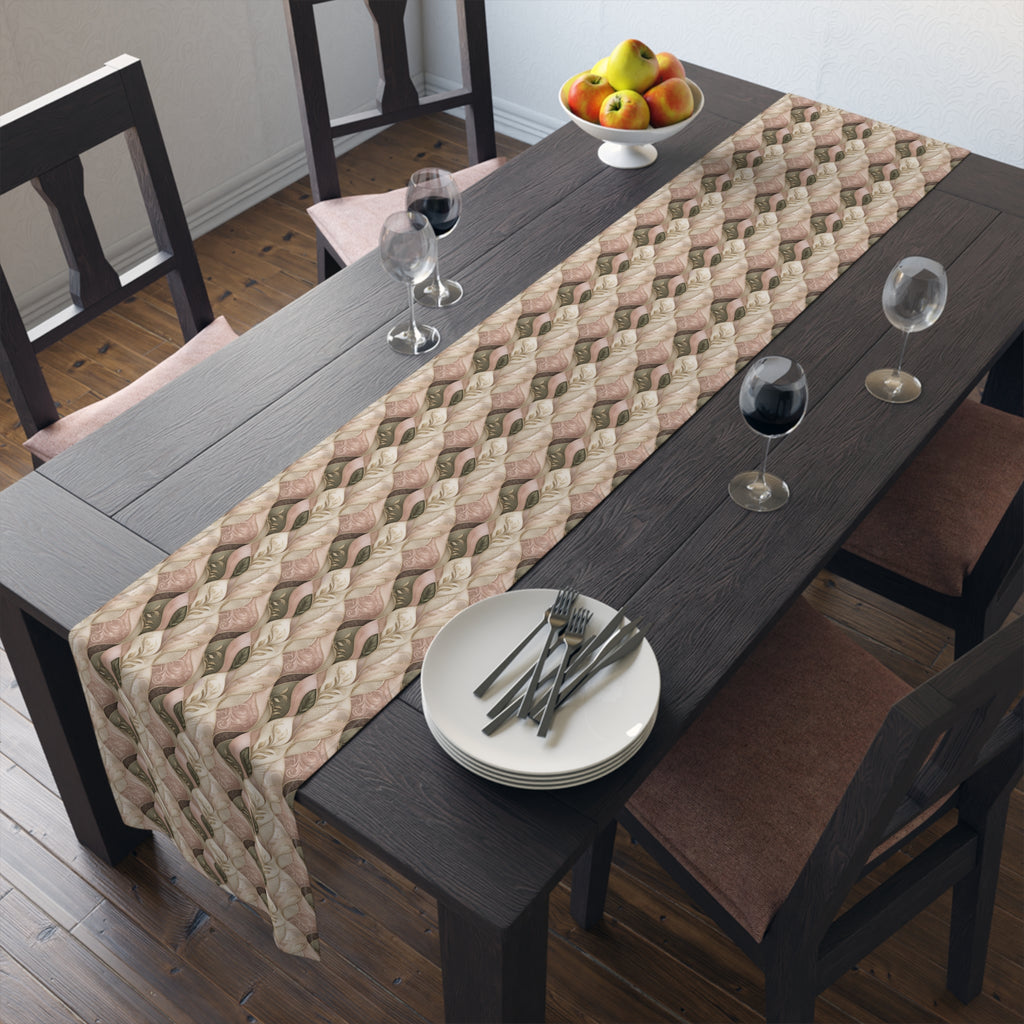 Braided Neutral Table Runner - Rustic Beige Cotton-Poly Dining Accent Dinner