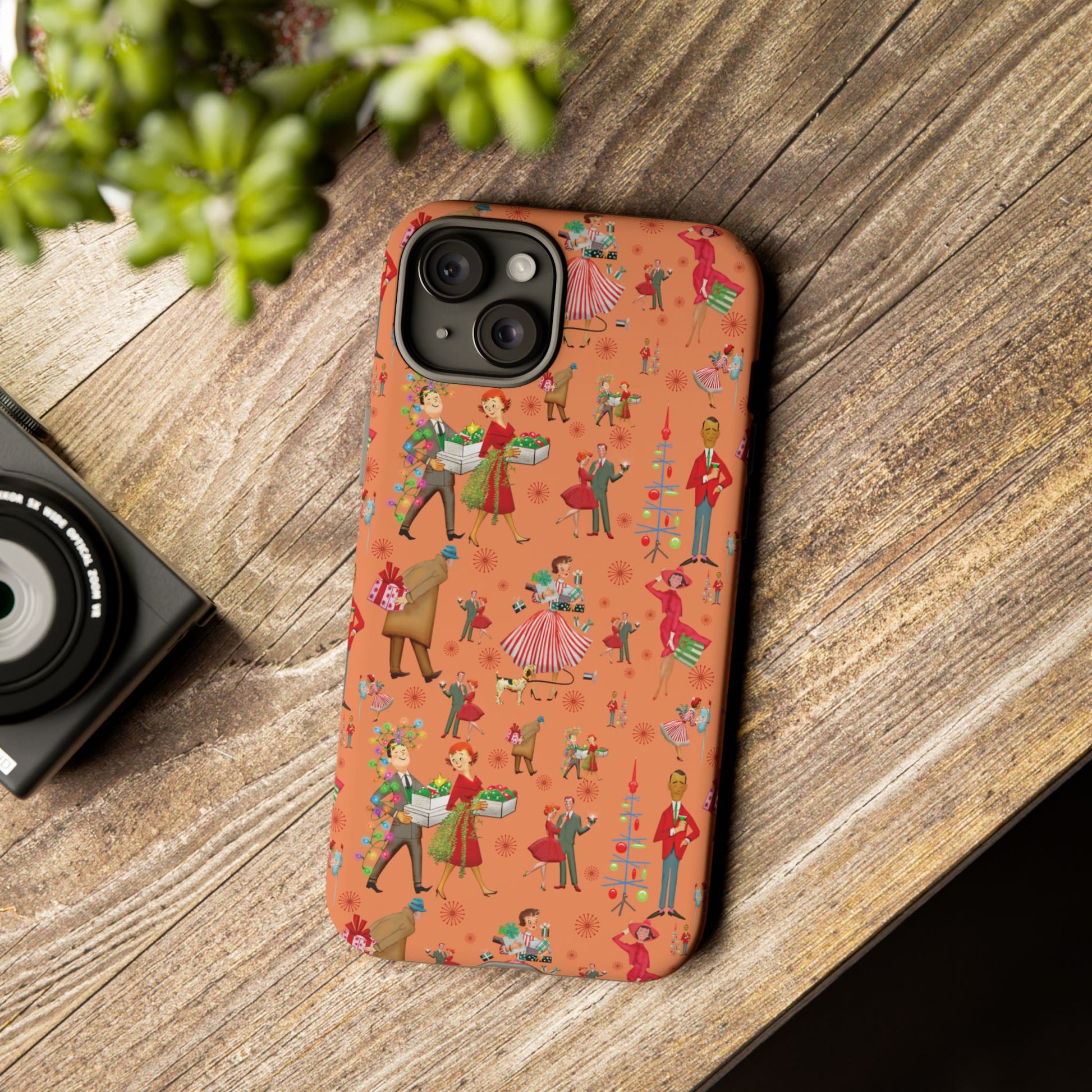 Retro Christmas 50s Phone Case Unique Holiday Protection for Your Device | Stylish & Durable Cover Gift for Her Phone 17, 16, 15, Samsung iPhone Accessory Gift for Her