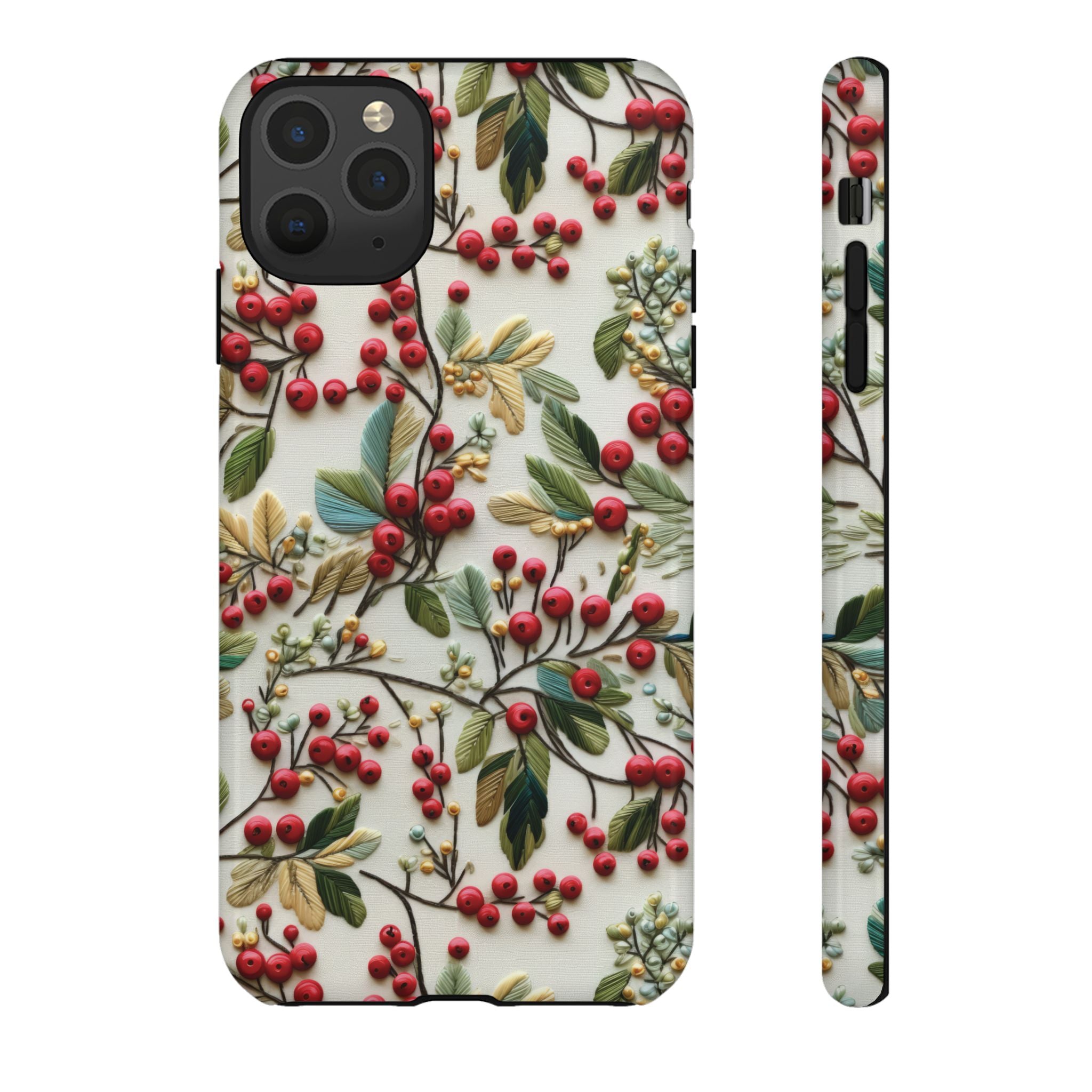 Holly Christmas Wildflowers Boho Chic Design Phone Case - Stylish, Protective Cover for All Models Gift for Mom Accessory Gift for Her