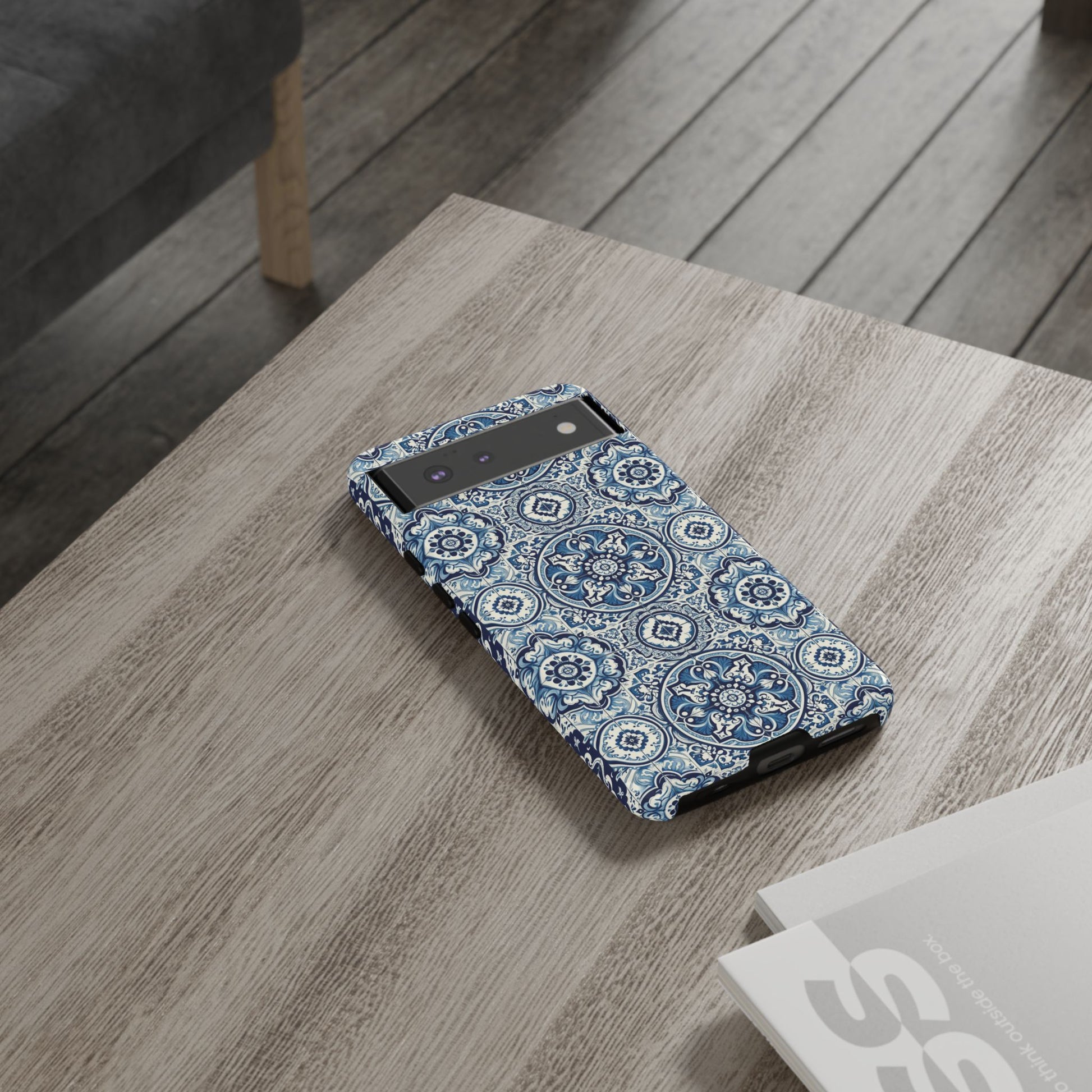 Azulejo Tile Phone Case Elegant Mediterranean Blue Porcelain Design iPhone 17, 16, 15, Samsung iPhone Samsung Accessory Gift for Her