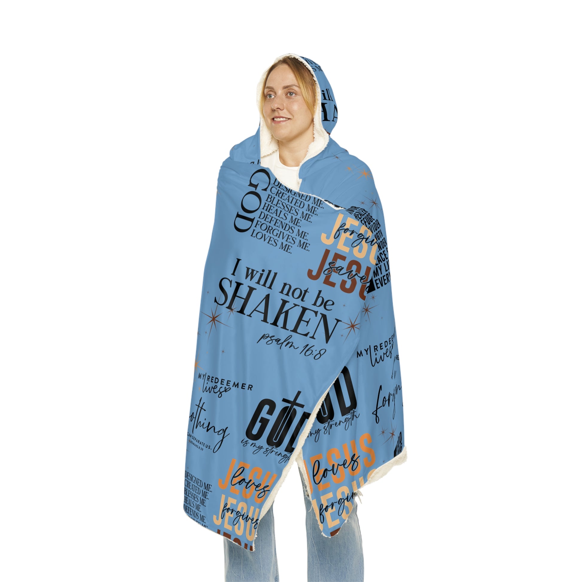 Jesus Quotes Bible Verse Blanket –Hooded Blanket – Ultra-Soft Wearable Throw with Vibrant Floral Art, Cozy Warm Snuggle Gift for Adults & Kids