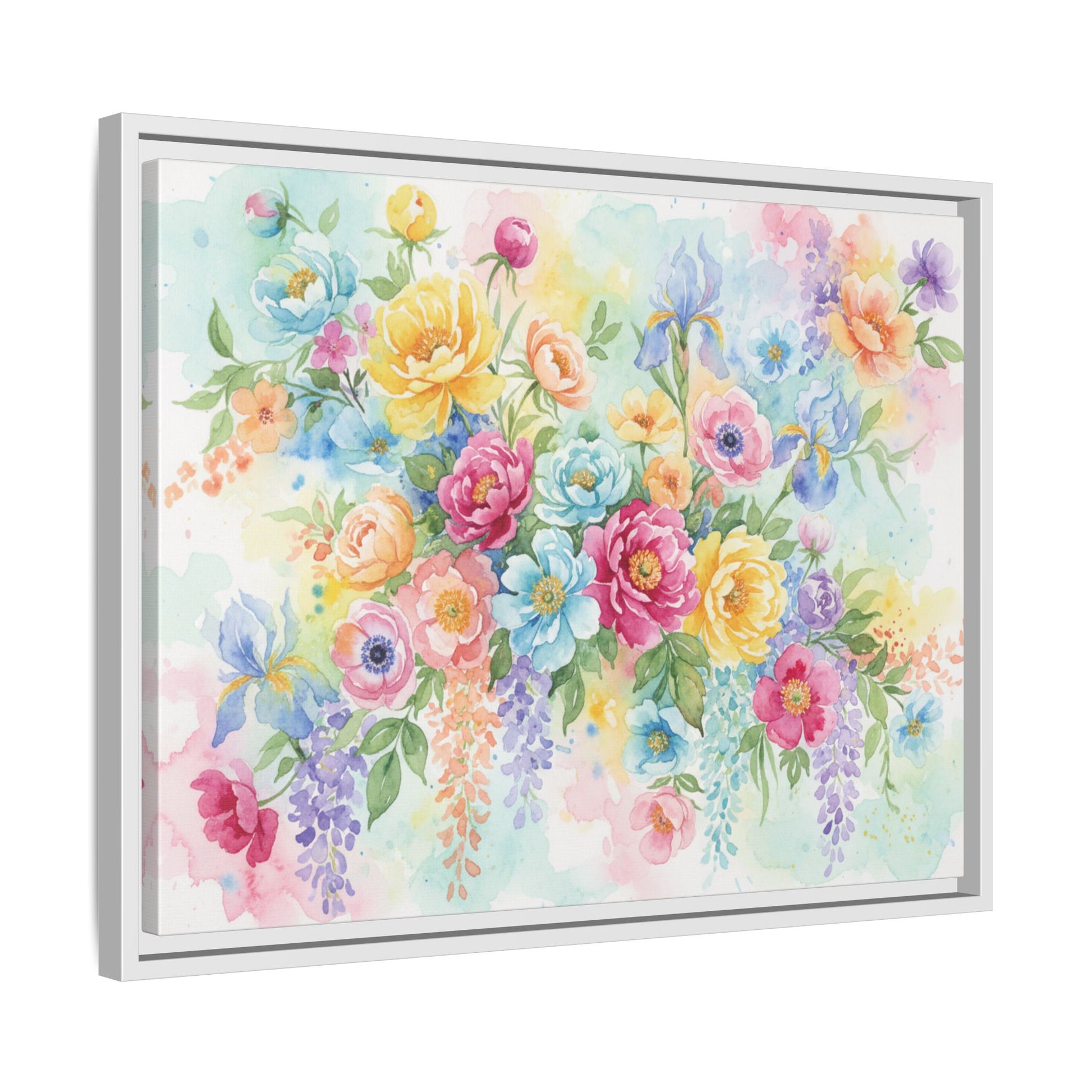 Watercolor Floral Bouquet Canvas, Framed Matte Wall Art | Multi-Color Wall Art