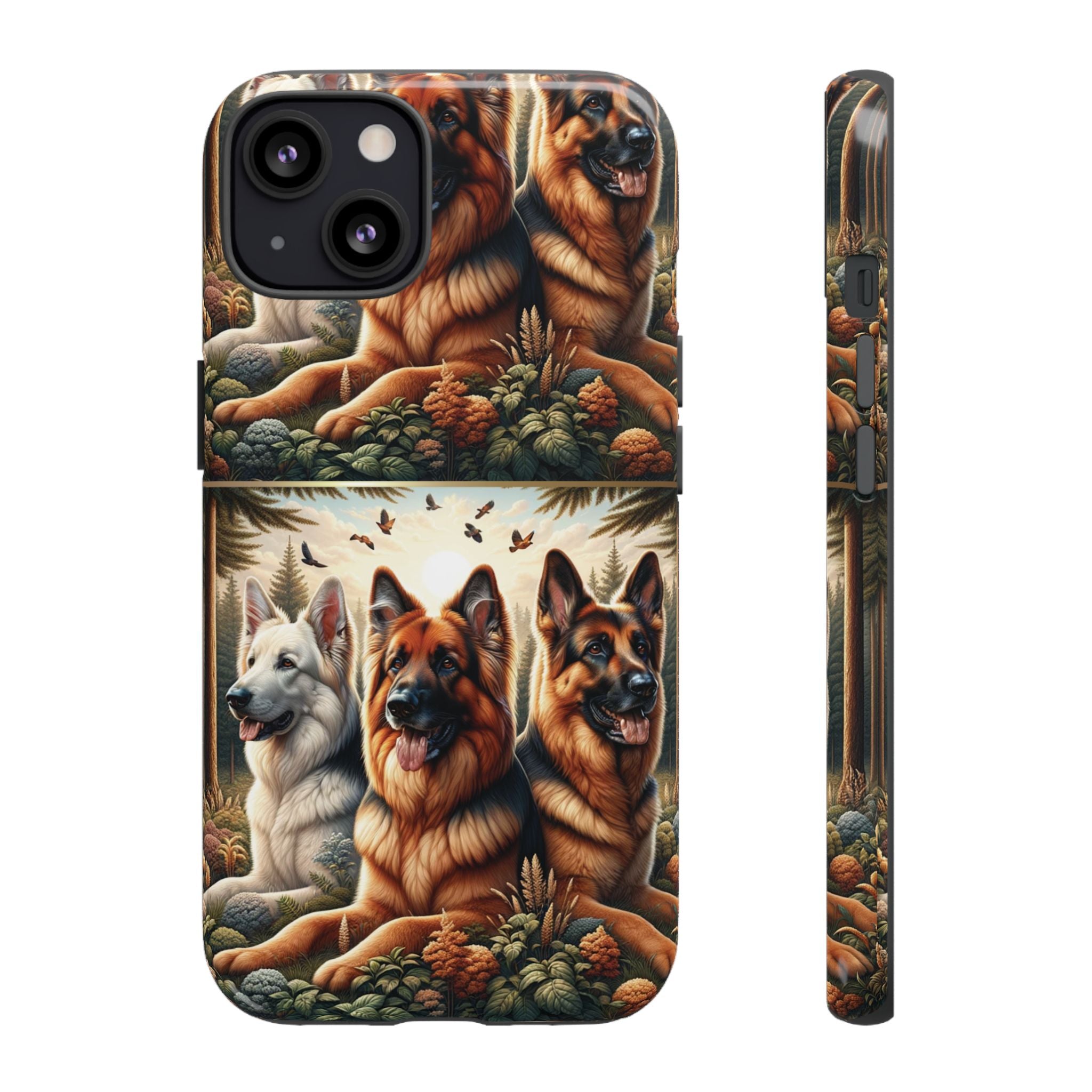 German Shepherd Phone Tough Case Floral Elegant Durable Dog Lover Devices iPhone 15, Samsung iPhone Samsung Accessory Gift for Her