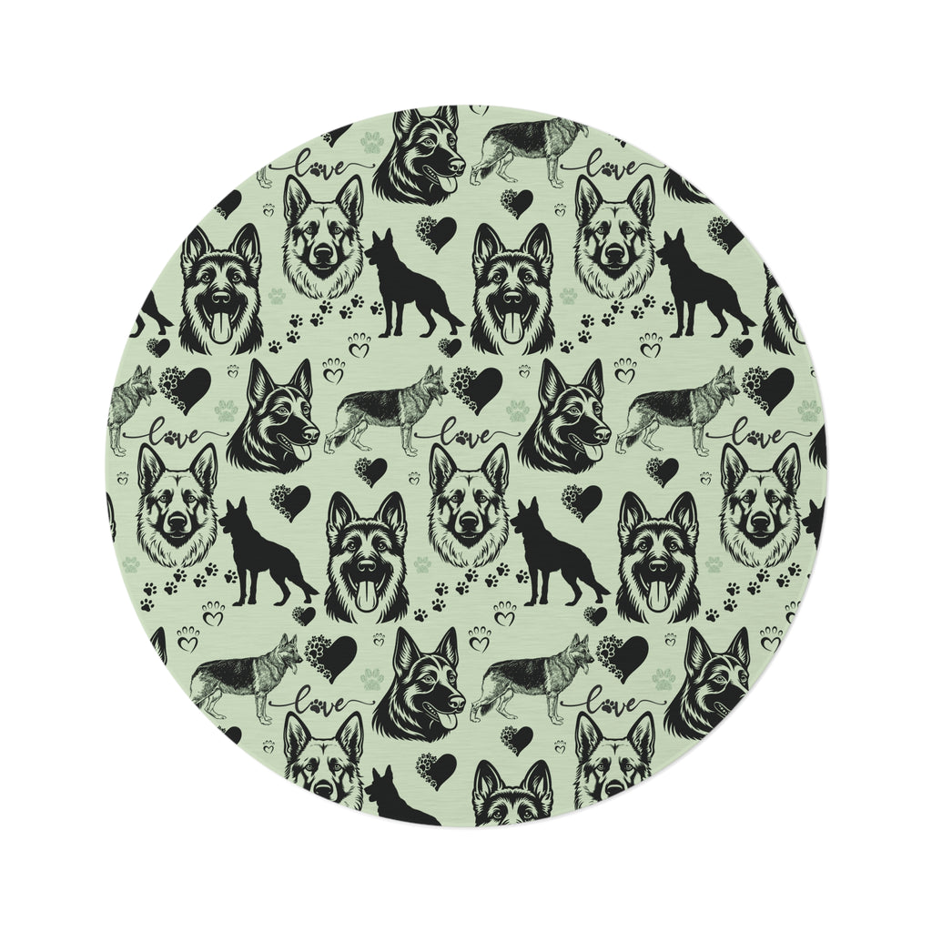 Tapis Rond Berger Allemand — Tapis de Sol Décoratif pour Amoureux des Chiens