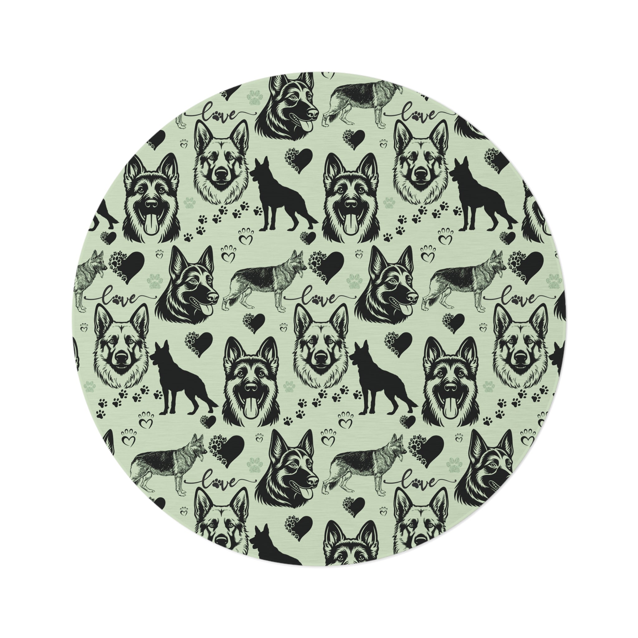 German Shepherd Round Rug — Decorative Dog Lover Floor Mat