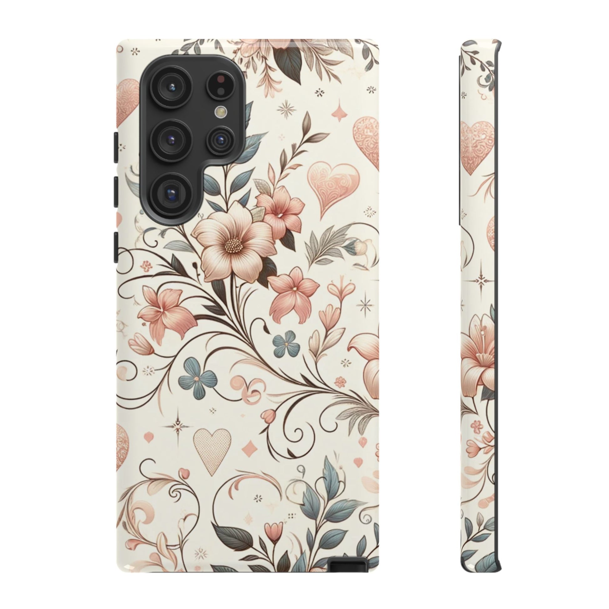 Floral Design Luxury Phone Tough Case Floral Elegant Durable Stylish for Modern Devices iPhone 17, 16 15, Samsung iPhone Samsung Accessory Gift for Her
