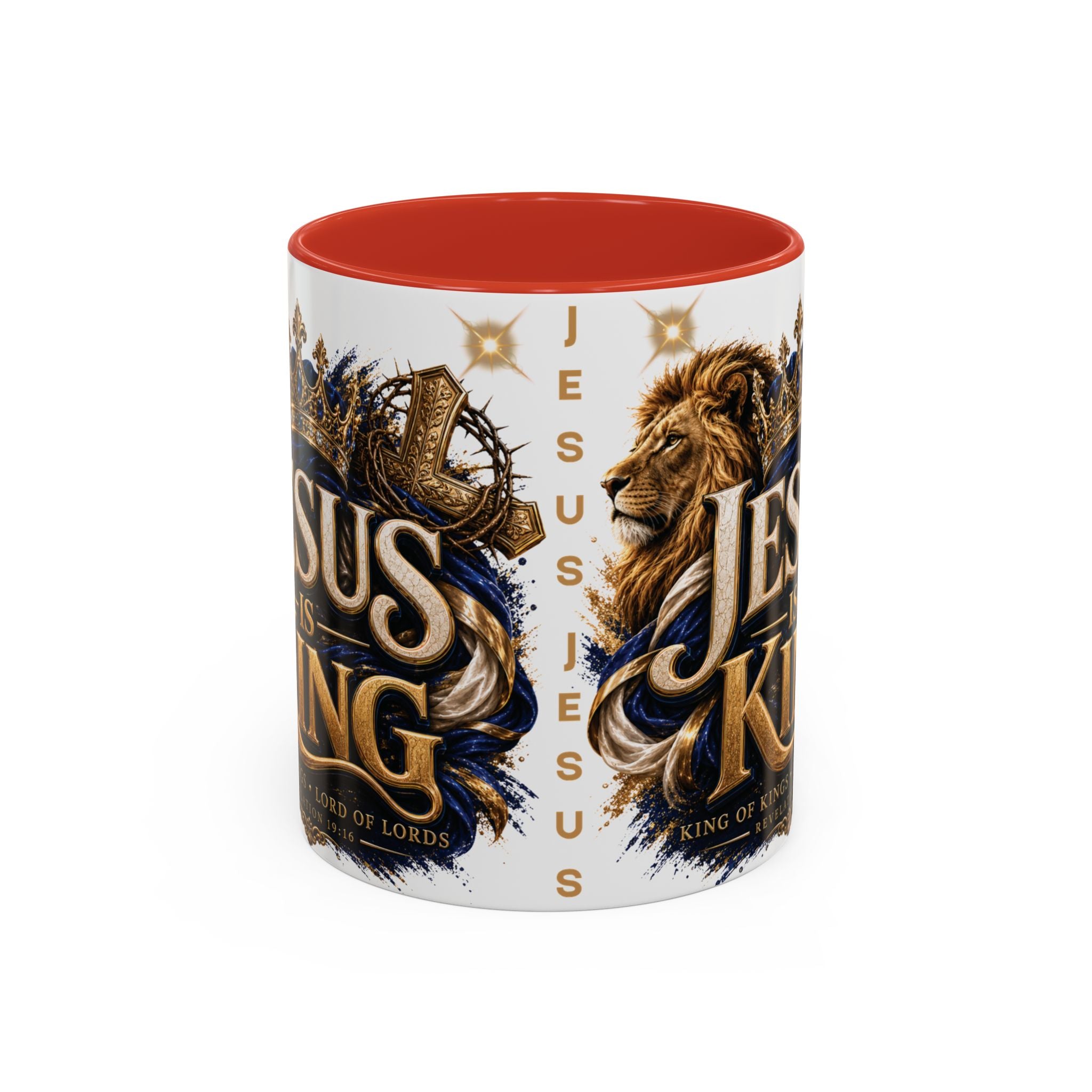 Jesus Is King Coffee Mug Christian Faith Accent Mug (11/15oz) Gift for Dad Mom