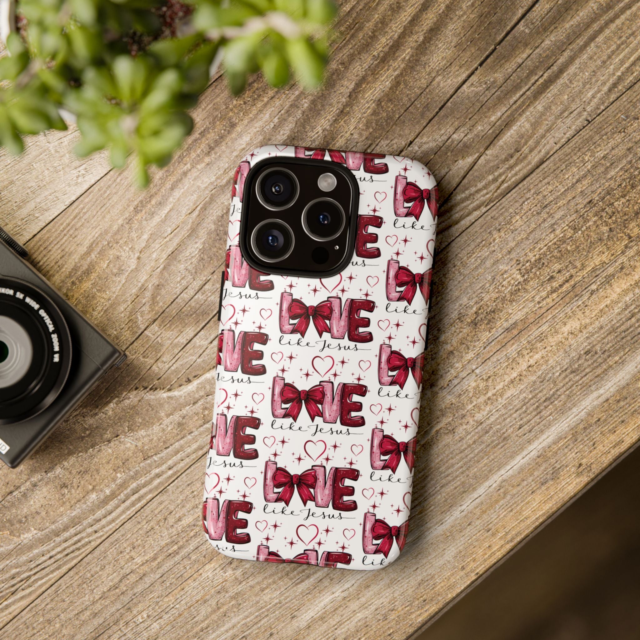 Love Like Jesus Red Bows and Hearts—Tough, Faithful Phone Cases & Religious iPhone Accessories: Protect Your Device & Show Your Faith