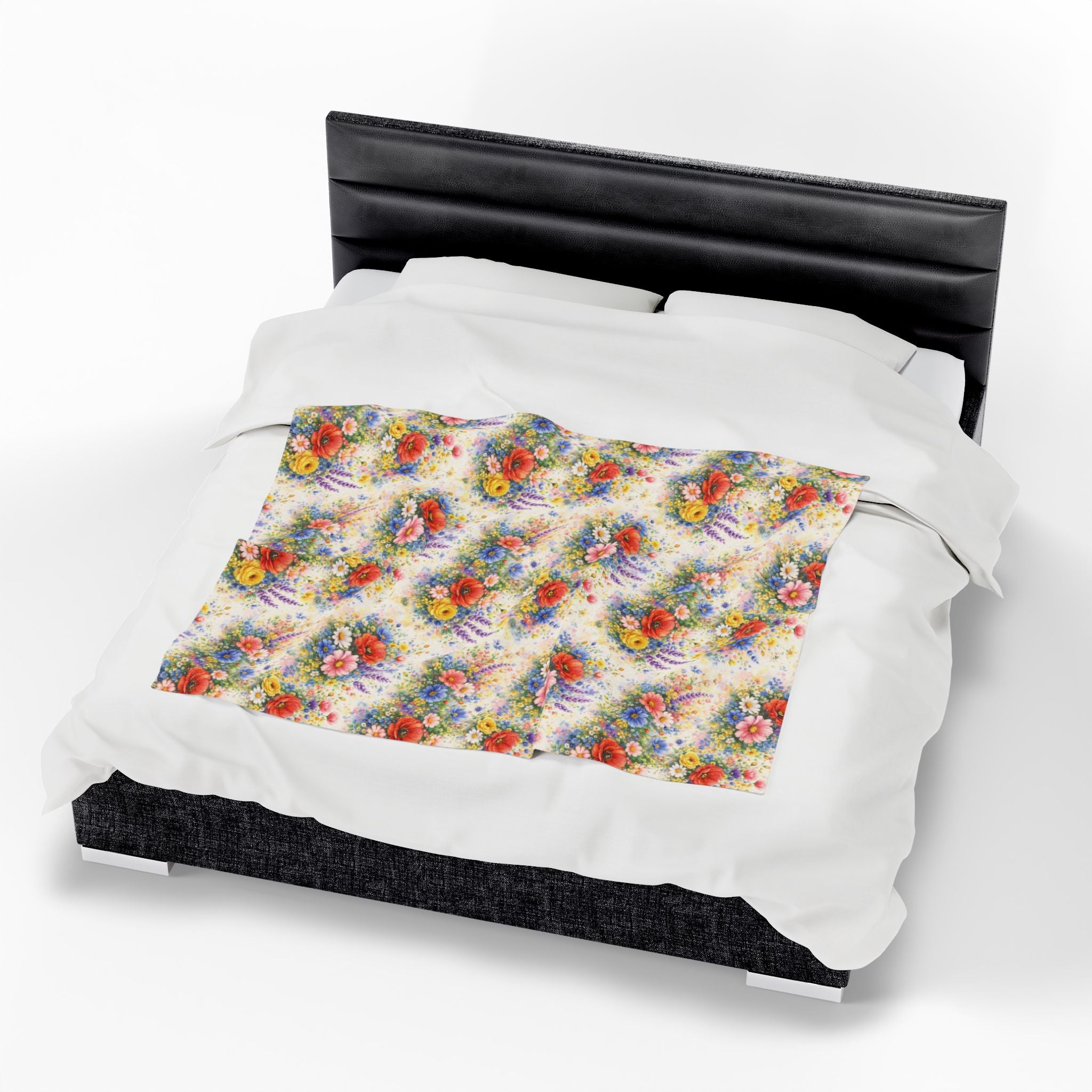 Plaid en peluche de fleurs sauvages à l'aquarelle — Jeté douillet floral