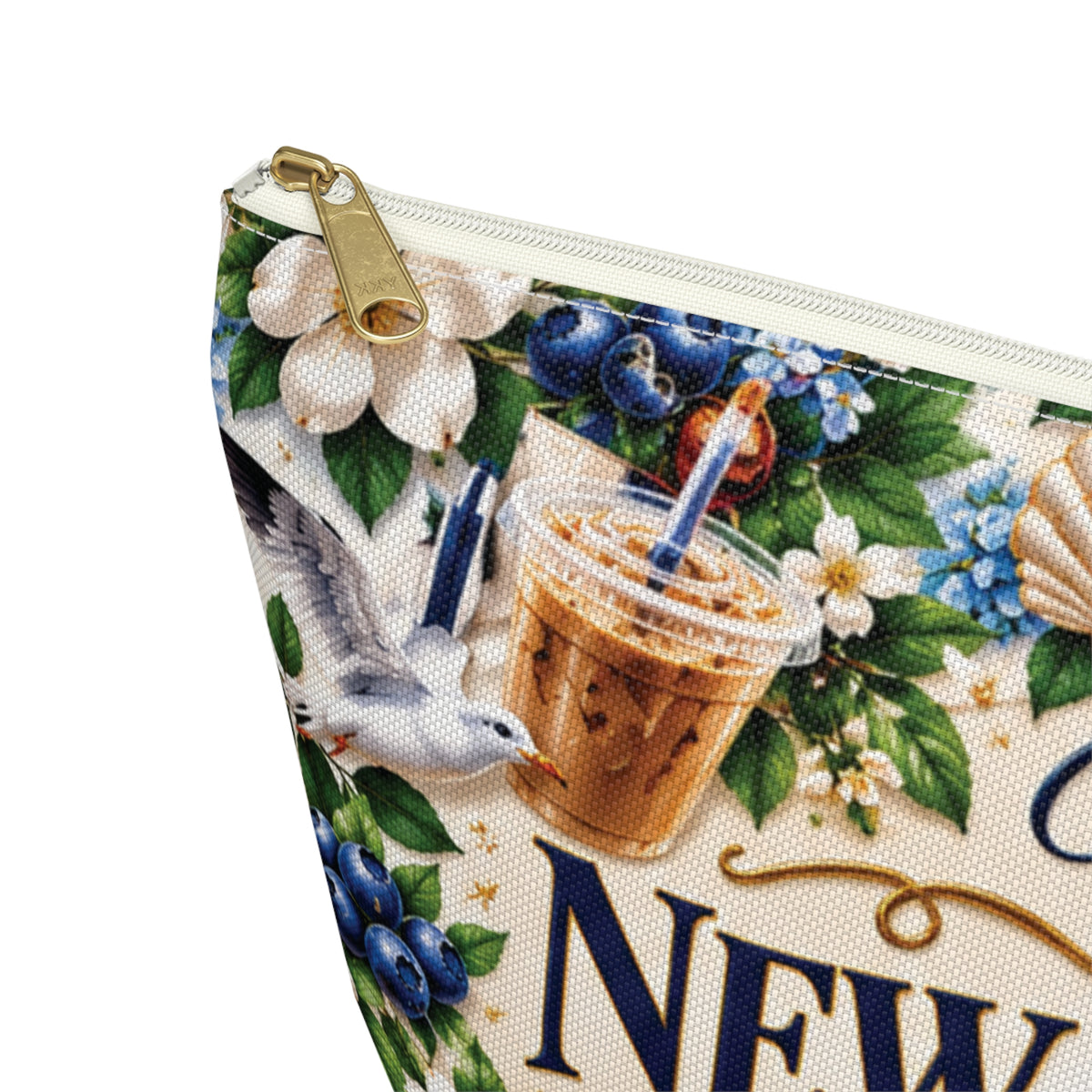 My New Jersey Pouch — Coastal Accessory Pouch with T‑Bottom (Beach Floral Design)