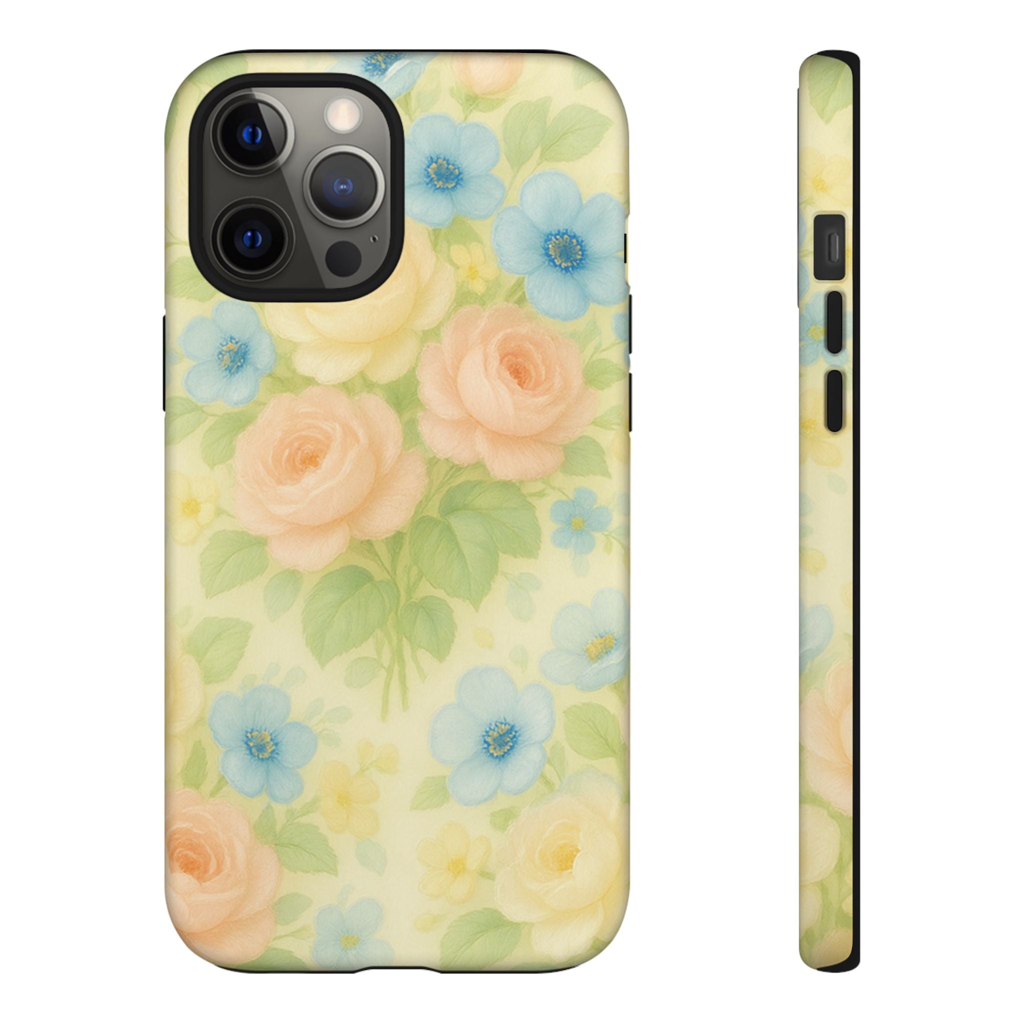 Pastel Yellow Vintage Floral Phone Case  Romantic Cottagecore Aesthetic, Soft Botanical Design, Protective Gift for Her, Fits iPhone & Samsung Models