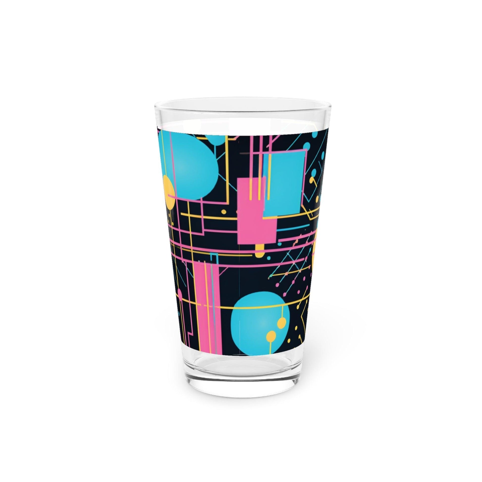 Retro Geometric Elegance 16oz Pint Glass Perfect Fusion of Vintage Style & Modern Drinking Experience, Ideal for Craft Beer & Beverages, Dishwasher Safe16oz Pint Glass Gifts, Party Drinkware, Cocktail, Wedding Perfect for Parties Glassware, New House Gift - MRSBYVALLE