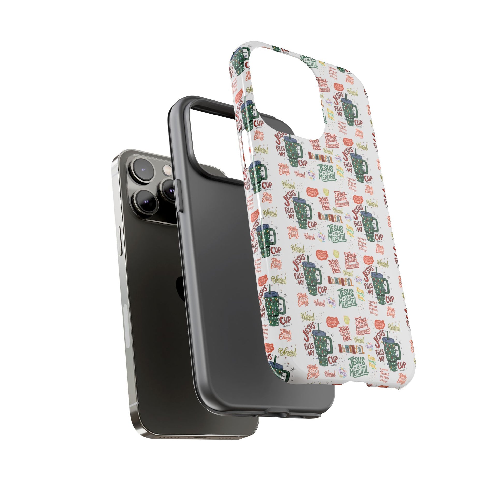 Jesus Fill My Cup Phone Case Cute Floral Design in Red, Pink, Blue – Aesthetic Protective Case for iPhone and  Android