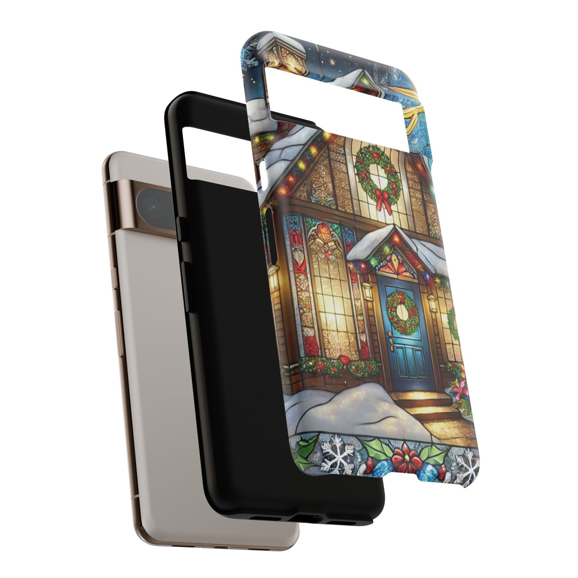 Stain Glass Christmas Phone Case Unique Holiday Protection for Your Device | Stylish & Durable Cover Gift for Her Phone 15, Samsung iPhone Samsung Accessory Gift for Her