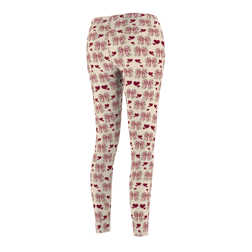 Stylish & Comfy Women's Leggings with Hearts & Pink Bows Design – Perfect for Yoga, Casual Wear & Everyday Comfort | High-Quality Trendy Pants Available in Plus Sizes - MRSBYVALLE