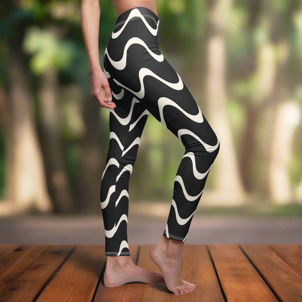 Black and White Abstract Women's Casual Leggings Stylish, Comfortable High-Waisted Yoga Pants for Everyday Wear, Workout, and Lounge – Perfect Gift Idea for Her – Available in Plus Sizes - MRSBYVALLE
