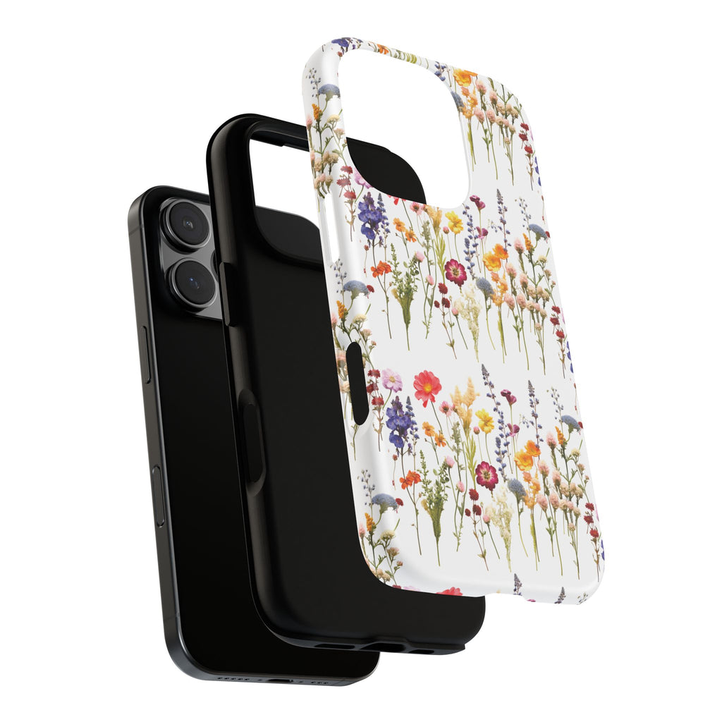 White Best Phone Case Press Flowers Floral 3D Illusion Luxury Tough Case Floral Elegant Durable Stylish for Modern Devices iPhone 17, 16, 15, Samsung iPhone Samsung Accessory Gift for Her