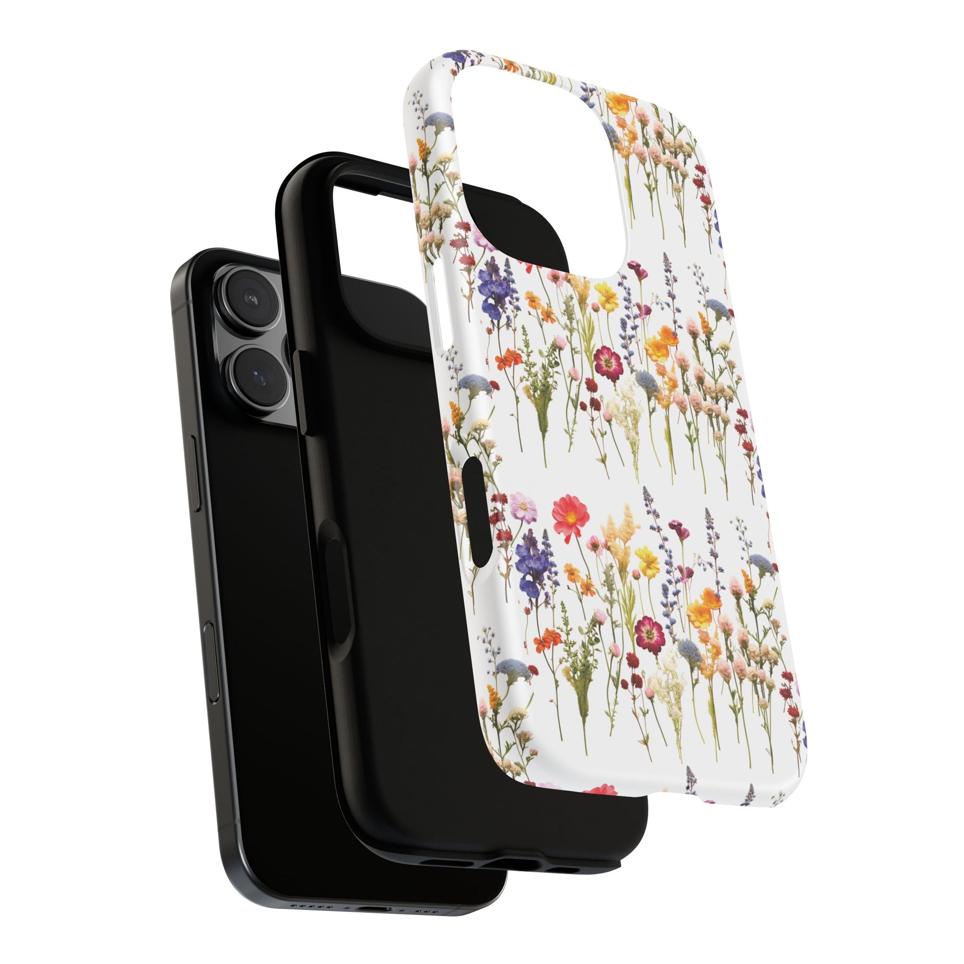 White Best Phone Case Press Flowers Floral 3D Illusion Luxury Tough Case Floral Elegant Durable Stylish for Modern Devices iPhone 17, 16, 15, Samsung iPhone Samsung Accessory Gift for Her