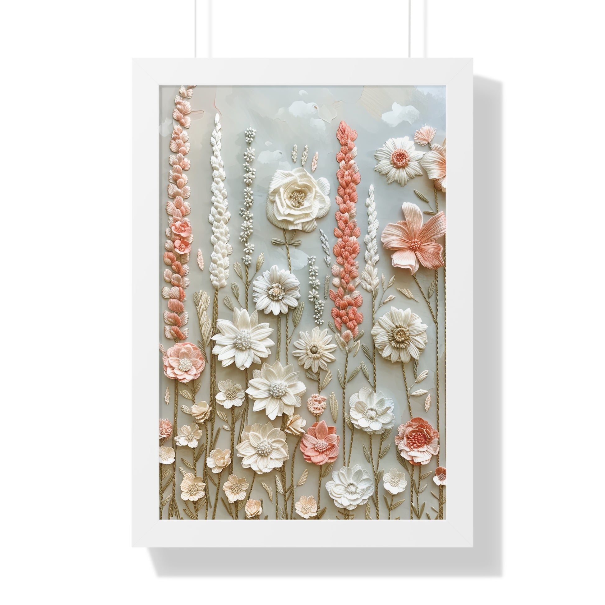 Delicate Pastel Floral Wall Art Captivating Blossom Patterns in Soft Hues and Elegant Home Décor Perfect for Living Rooms, Bedrooms, and Cozy Corners Encased in Black, White, or Walnut Frames with Durable Ready to Hang  Timelessly Crafted. - MRSBYVALLE