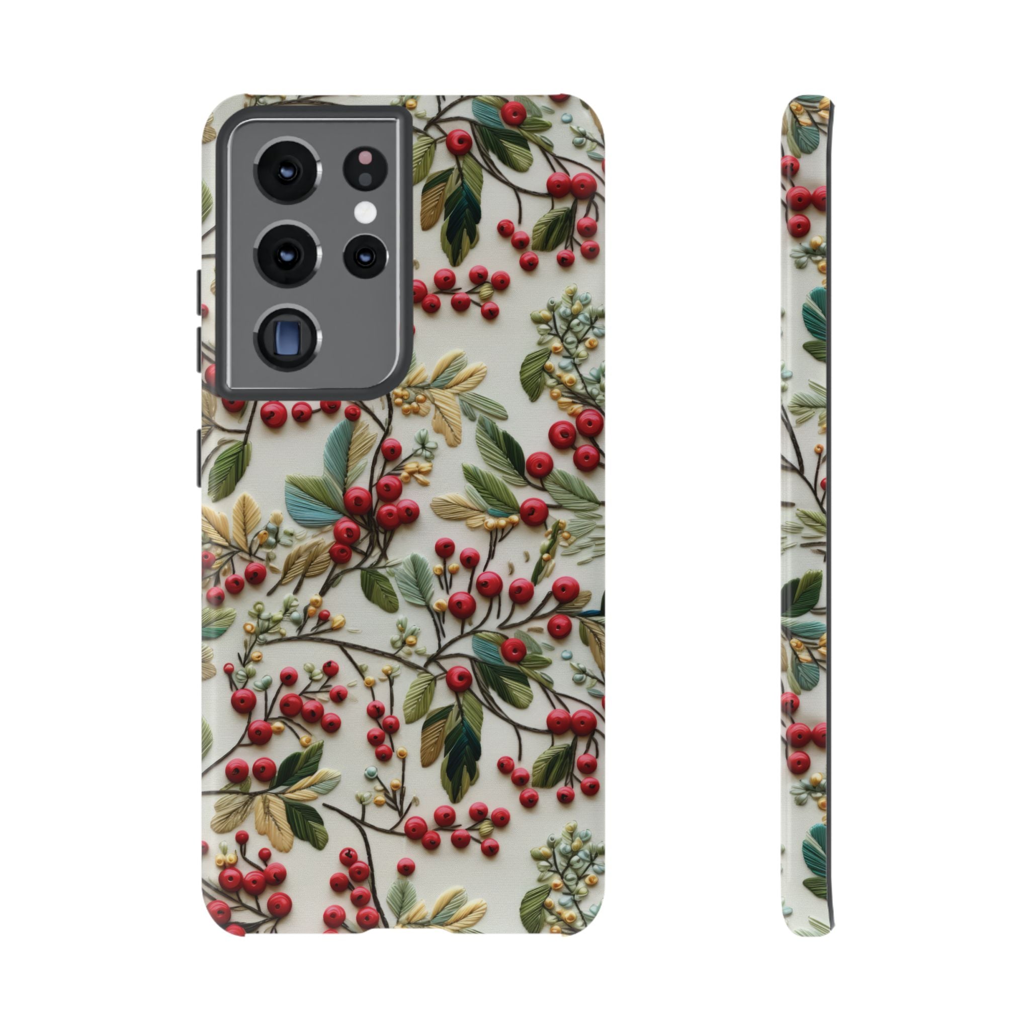 Holly Christmas Wildflowers Boho Chic Design Phone Case - Stylish, Protective Cover for All Models Gift for Mom Accessory Gift for Her