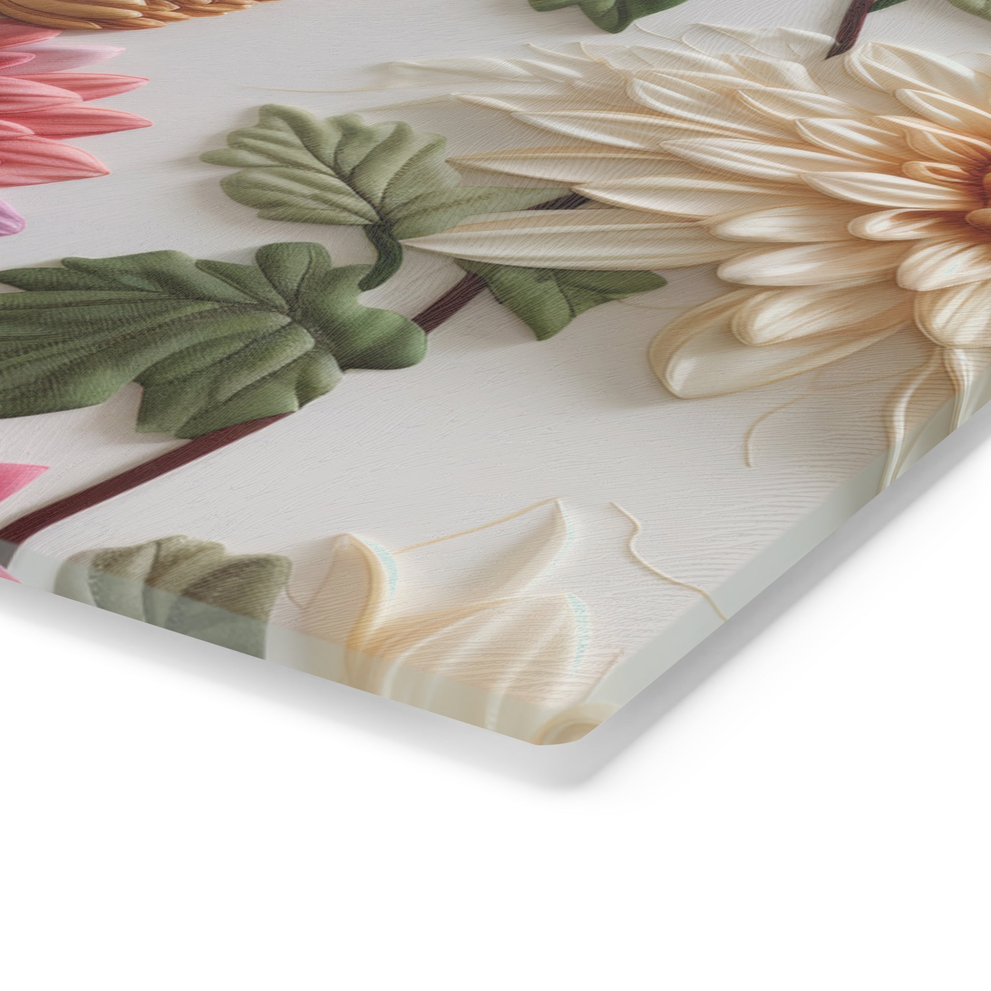 Elegant Fall Floral Glass Cutting Board Premium Autumn-Inspired Kitchen Decor & Gift | Durable, Heat-Resistant Tempered Glass | Perfect for Cooking & Serving - MRSBYVALLE