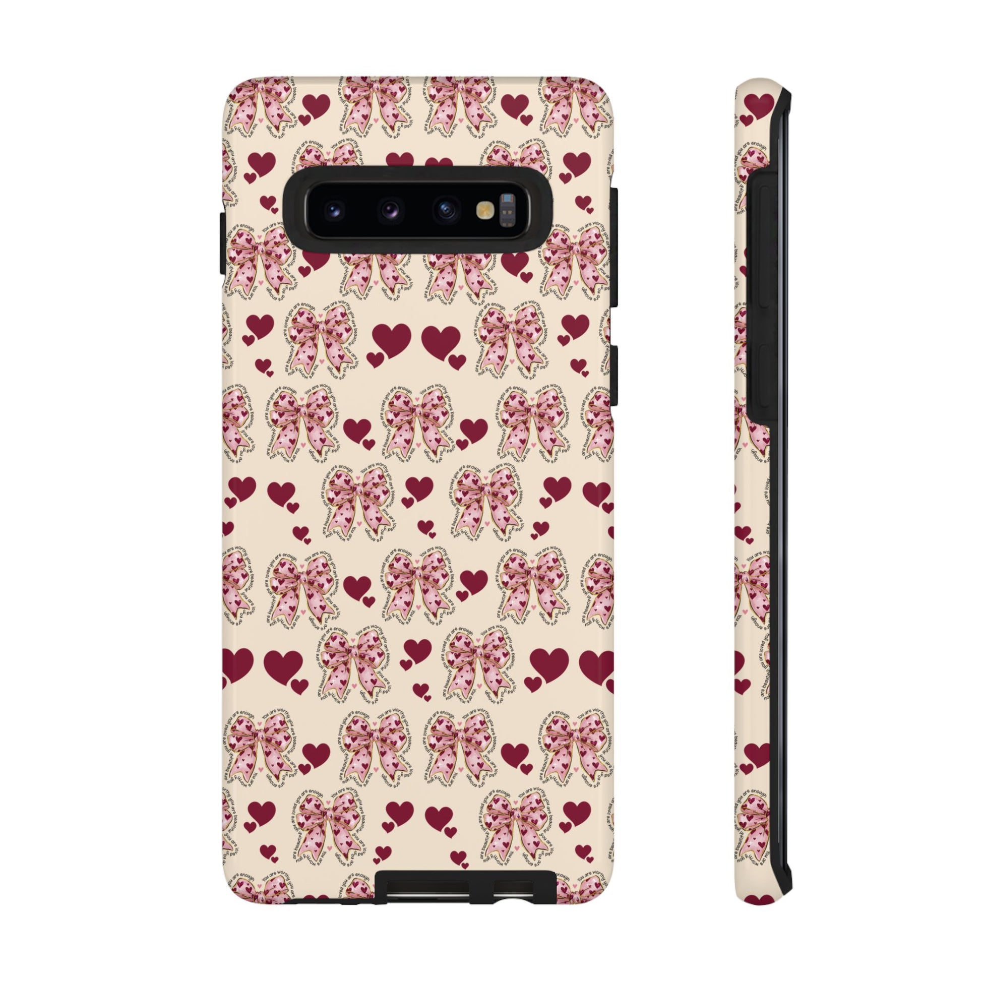 Charming Hearts & Pink Bows Phone Case Stylish & Durable Protection for Your Device | Scratch-Resistant, Slim Fit, and Lightweight Design for Everyday Use for iPhone & Android | Fresh Nature-Inspired Design!