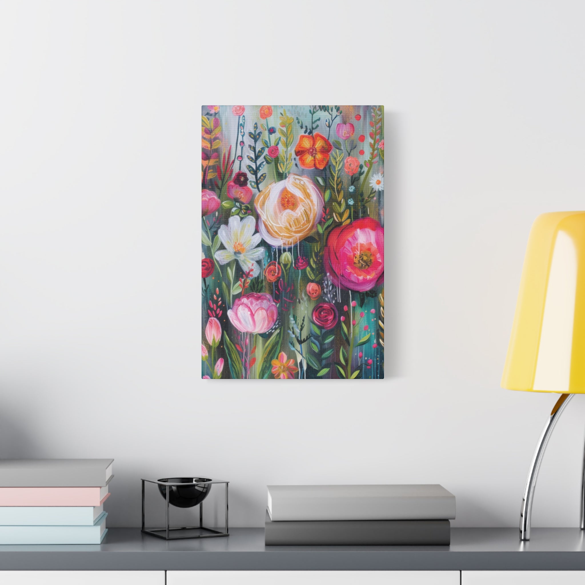 Watercolor Boho Floral Wall Art Matte Canvas Stretched, Vibrant Botanical Design, Perfect for Living Room, Bedroom, or Office Decor, Adds a Stylish Touch to Any Space - MRSBYVALLE