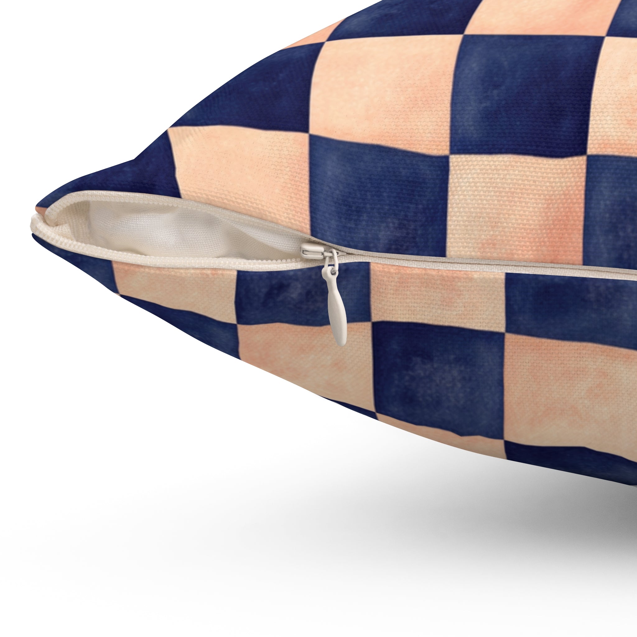 Navy + Peach Checkerboard Throw Pillow Sofa, Office Decor