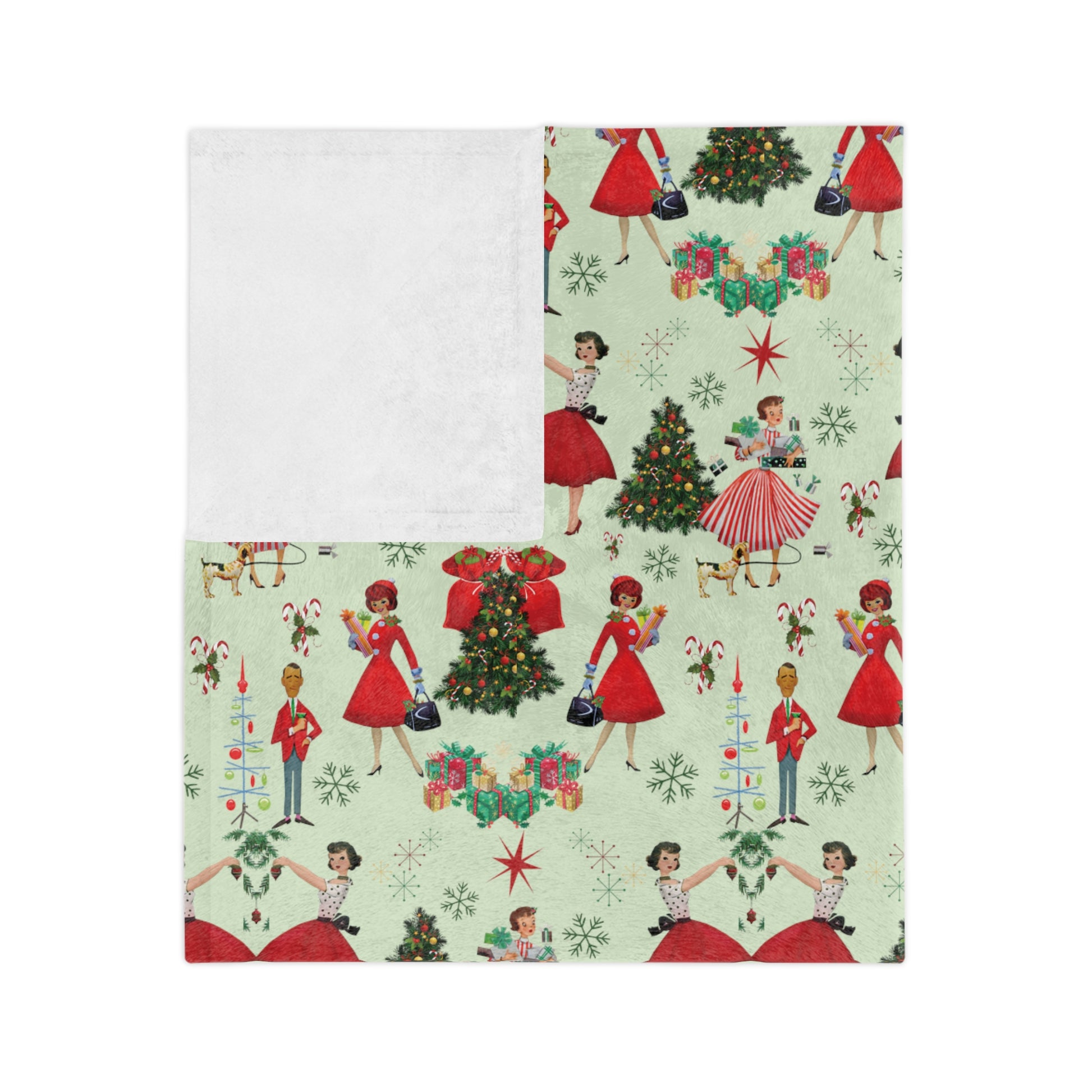 50s Christmas Minky Blanket Throw Ultra-Soft Minky Blanket Cozy Comfort Blanket Elegant Home Decor Plush Microfiber for Maximum Comfort Blanket, Perfect for Snuggling Decor, Cozy All-Season Warmth, Housewarming Gift Throw - MRSBYVALLE