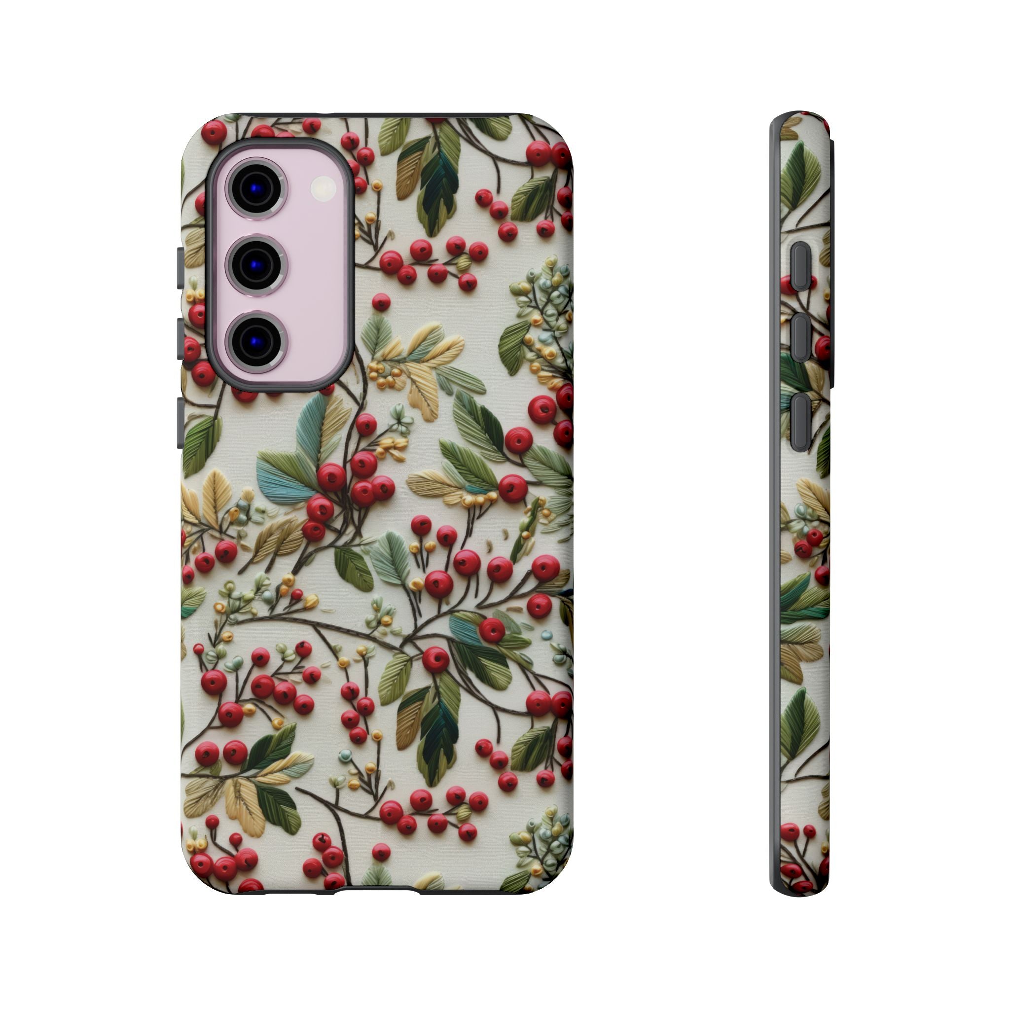 Holly Christmas Wildflowers Boho Chic Design Phone Case - Stylish, Protective Cover for All Models Gift for Mom Accessory Gift for Her