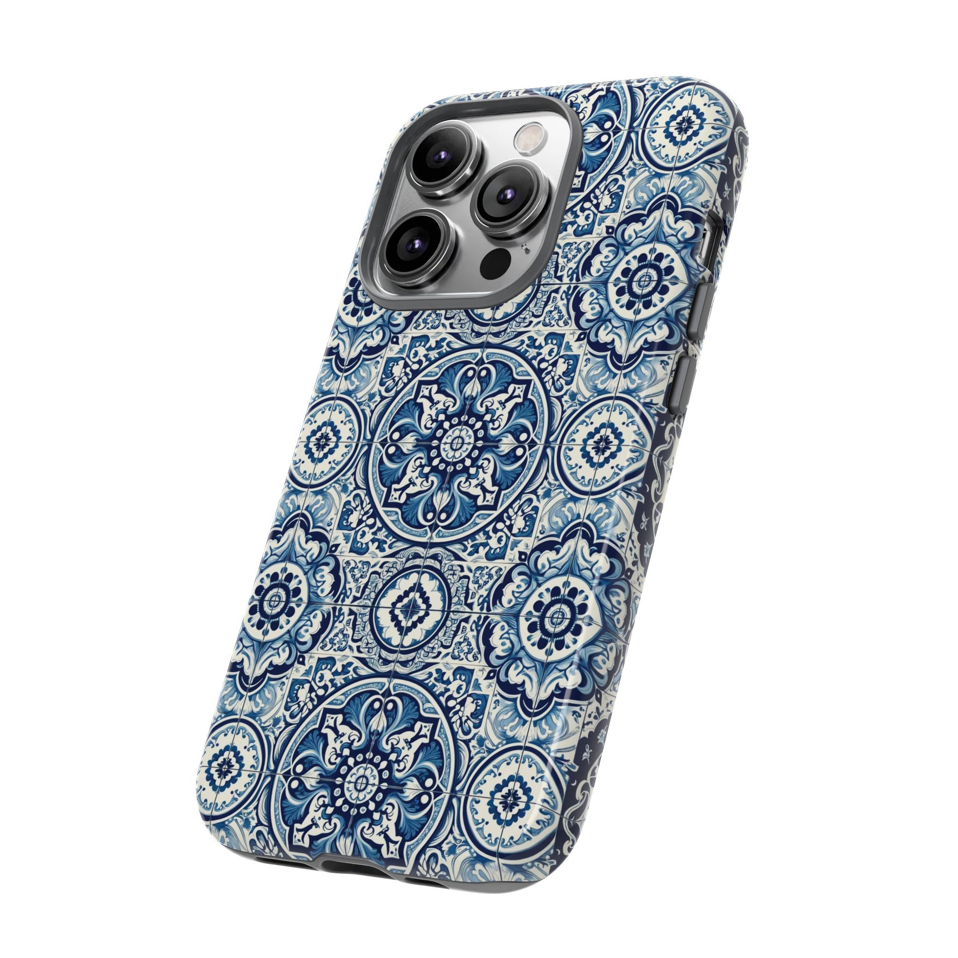 Azulejo Tile Phone Case Elegant Mediterranean Blue Porcelain Design iPhone 17, 16, 15, Samsung iPhone Samsung Accessory Gift for Her