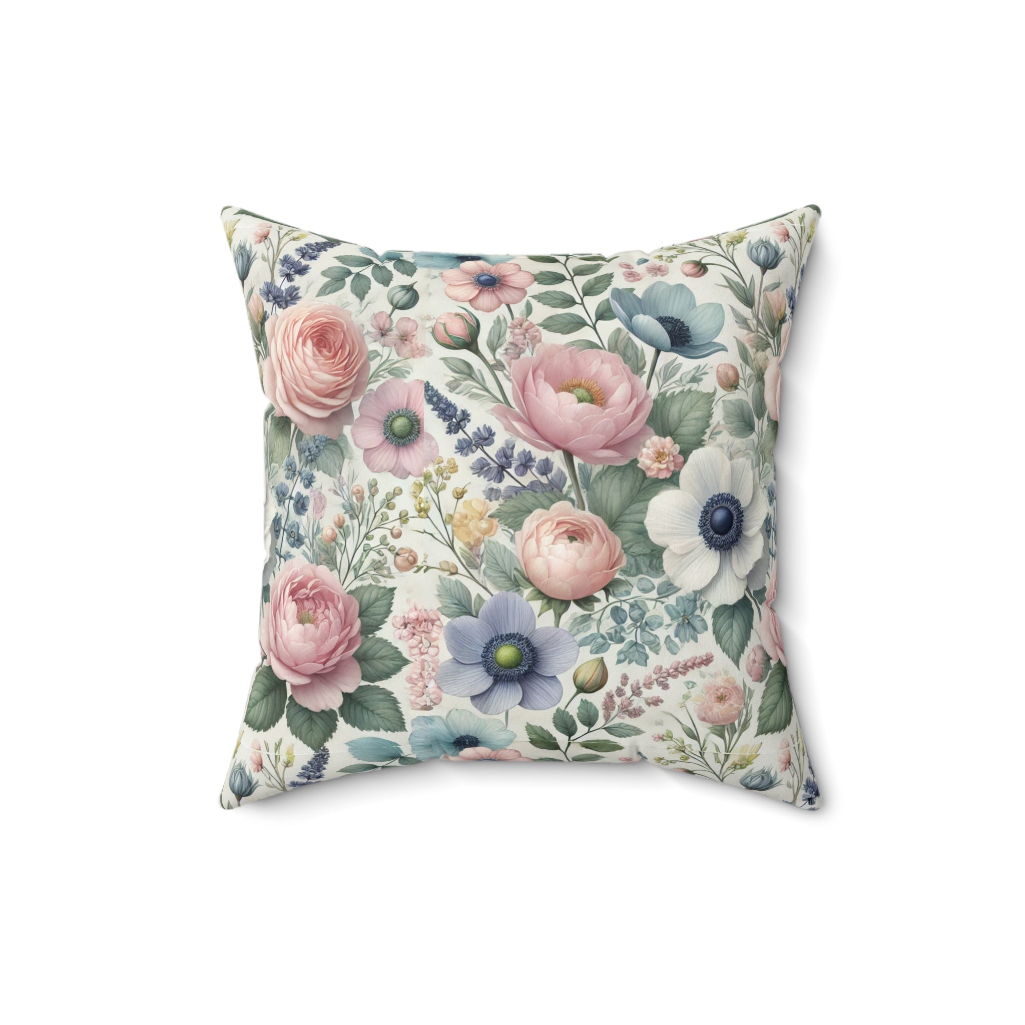 Floral Pastel Square Pillow  Stylish Home Decor Accent for Living Room, Bedroom, or Gifts | Soft & Durable 100% Polyester with Double-Sided Print - MRSBYVALLE