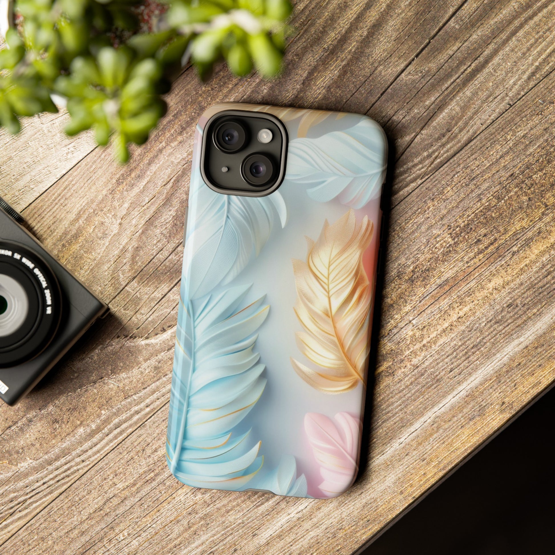 Pastel Feathers Protective Phone Case Gift for Her Phone 15, Samsung iPhone Samsung Gift for Her Case iPhone 15, Samsung iPhone Samsung Accessory Gift for Her