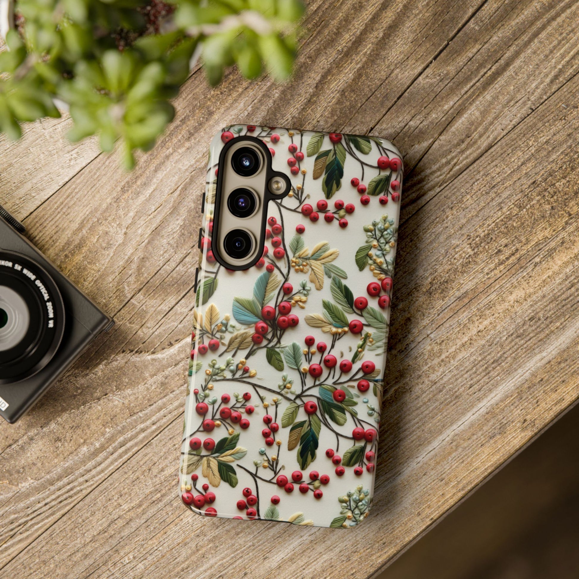 Holly Christmas Wildflowers Boho Chic Design Phone Case - Stylish, Protective Cover for All Models Gift for Mom Accessory Gift for Her