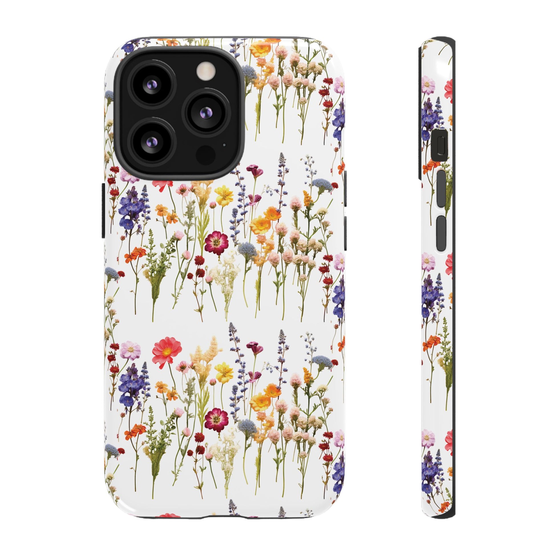 White Best Phone Case Press Flowers Floral 3D Illusion Luxury Tough Case Floral Elegant Durable Stylish for Modern Devices iPhone 17, 16, 15, Samsung iPhone Samsung Accessory Gift for Her
