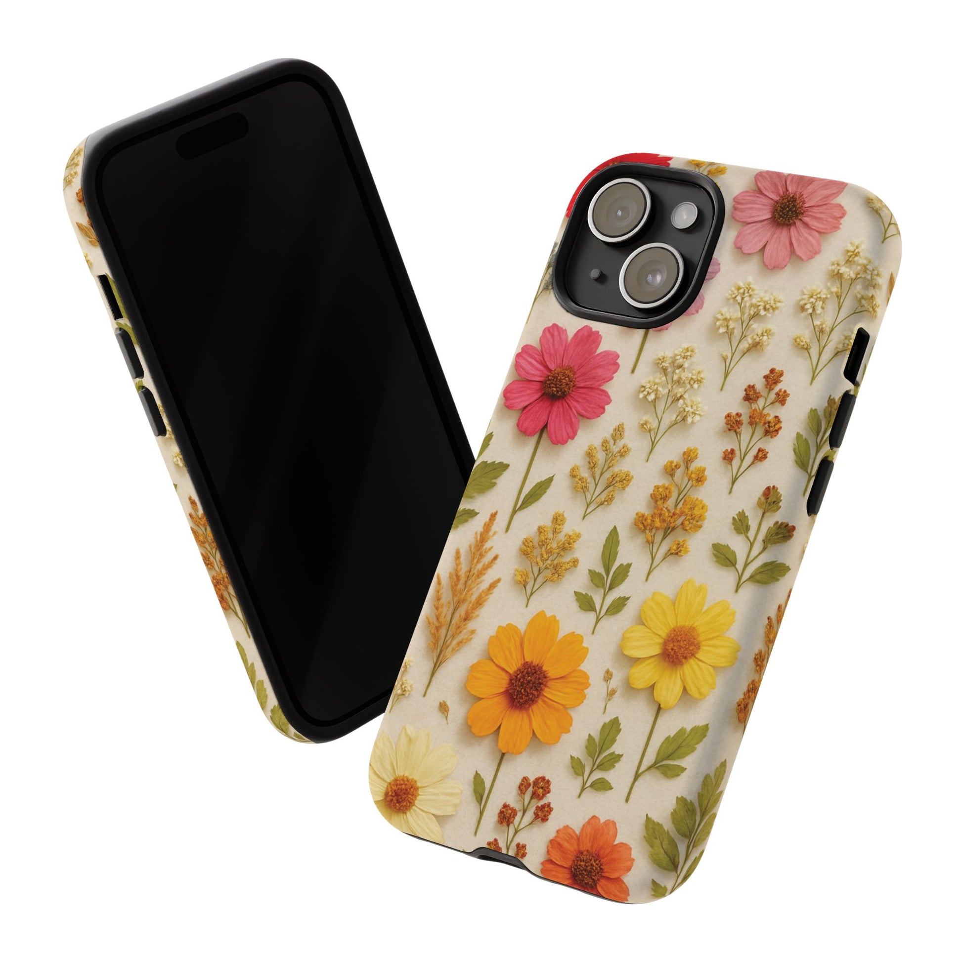 Dried Flowers Illusion Phone Case – Realistic Botanical Aesthetic, Colorful Pressed Floral Art, Trendy Nature-Inspired Protective Cover  iPhone & Samsung Models
