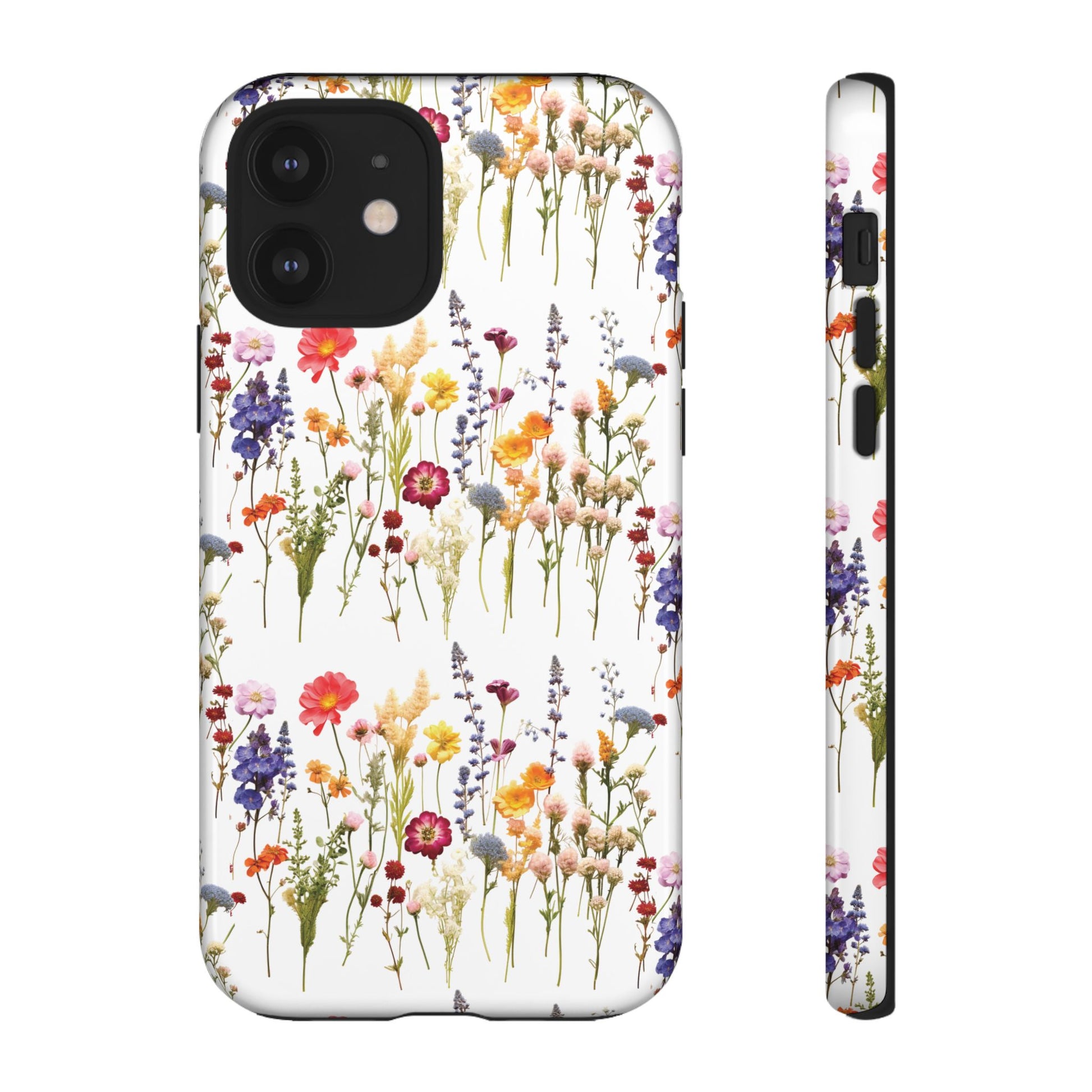 White Best Phone Case Press Flowers Floral 3D Illusion Luxury Tough Case Floral Elegant Durable Stylish for Modern Devices iPhone 17, 16, 15, Samsung iPhone Samsung Accessory Gift for Her