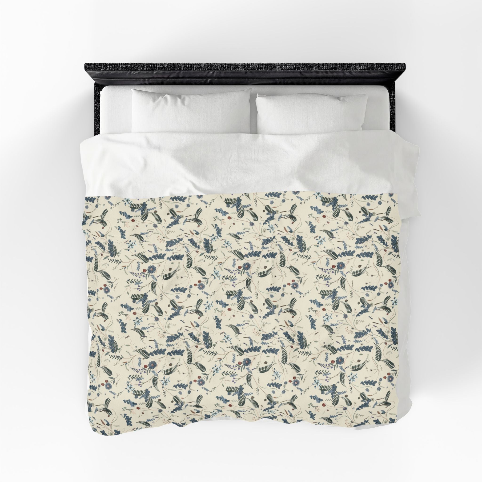 Botanical Floral Velveteen Plush Blanket — Soft Cozy Throw