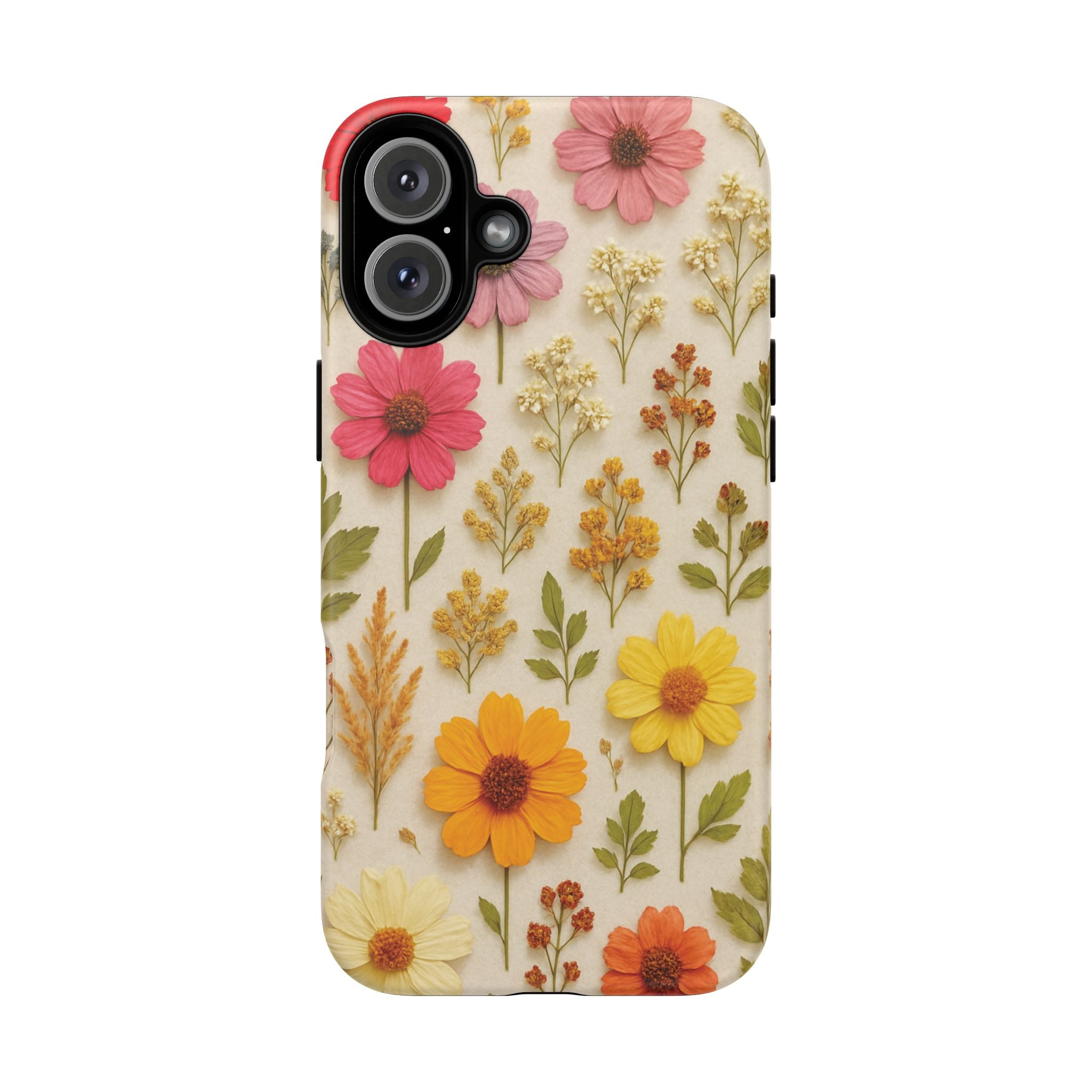 Dried Flowers Illusion Phone Case – Realistic Botanical Aesthetic, Colorful Pressed Floral Art, Trendy Nature-Inspired Protective Cover  iPhone & Samsung Models