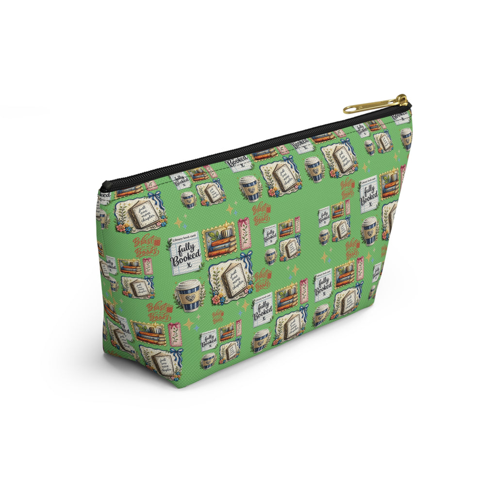 Pochette d'accessoires pour livres et café – Trousse de maquillage zippée en T pour les amoureux des livres