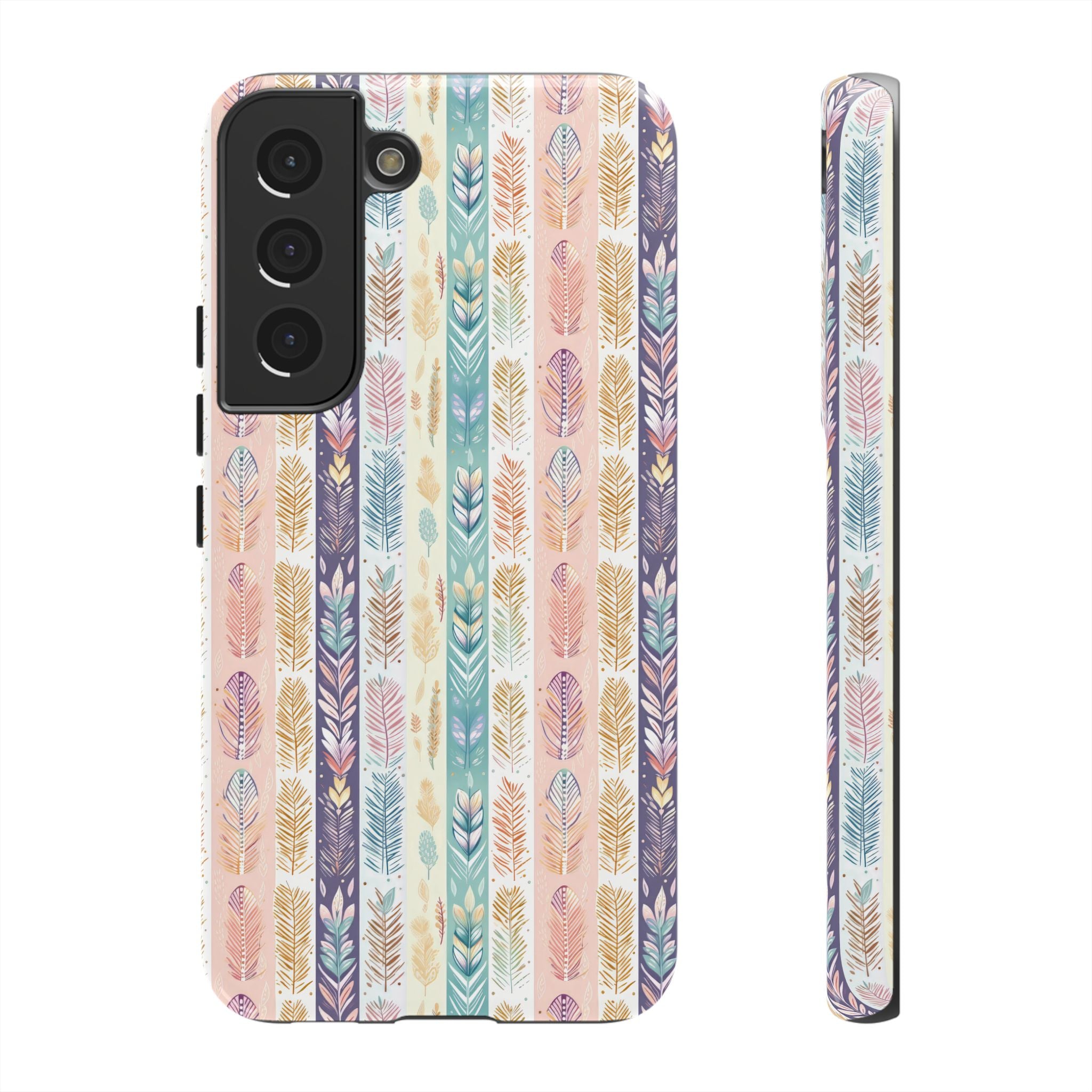 Boho Pastel Feathers Modern Watercolor Abstract Phone Case Compatible with iPhone, Samsung & More - Stylish, Durable Protection with Vibrant Artistic Design Perfect Gift for Her