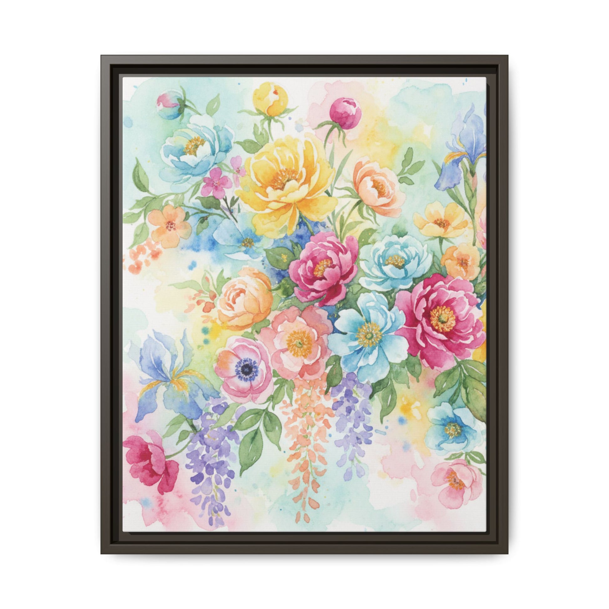 Watercolor Floral Bouquet Canvas, Framed Matte Wall Art | Multi-Color Wall Art