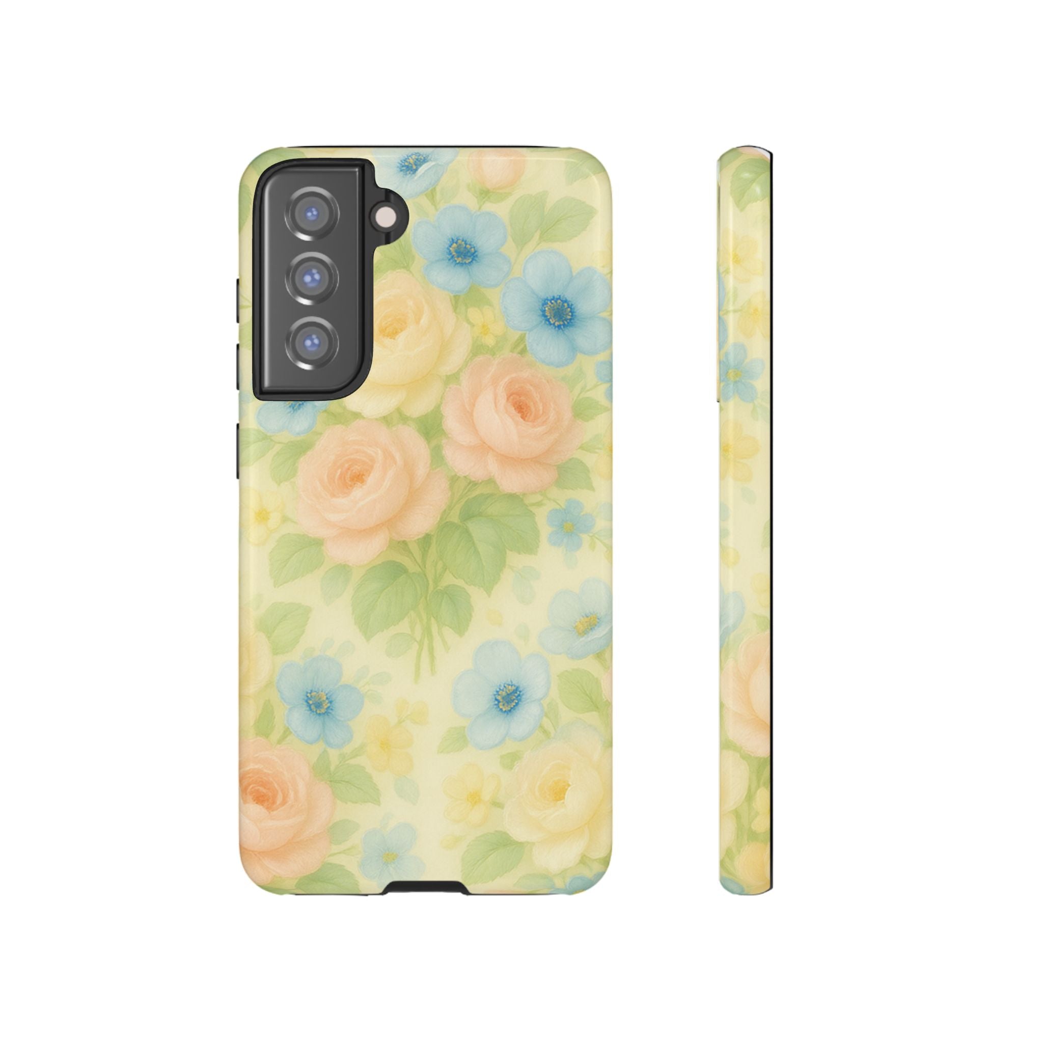 Pastel Yellow Vintage Floral Phone Case  Romantic Cottagecore Aesthetic, Soft Botanical Design, Protective Gift for Her, Fits iPhone & Samsung Models