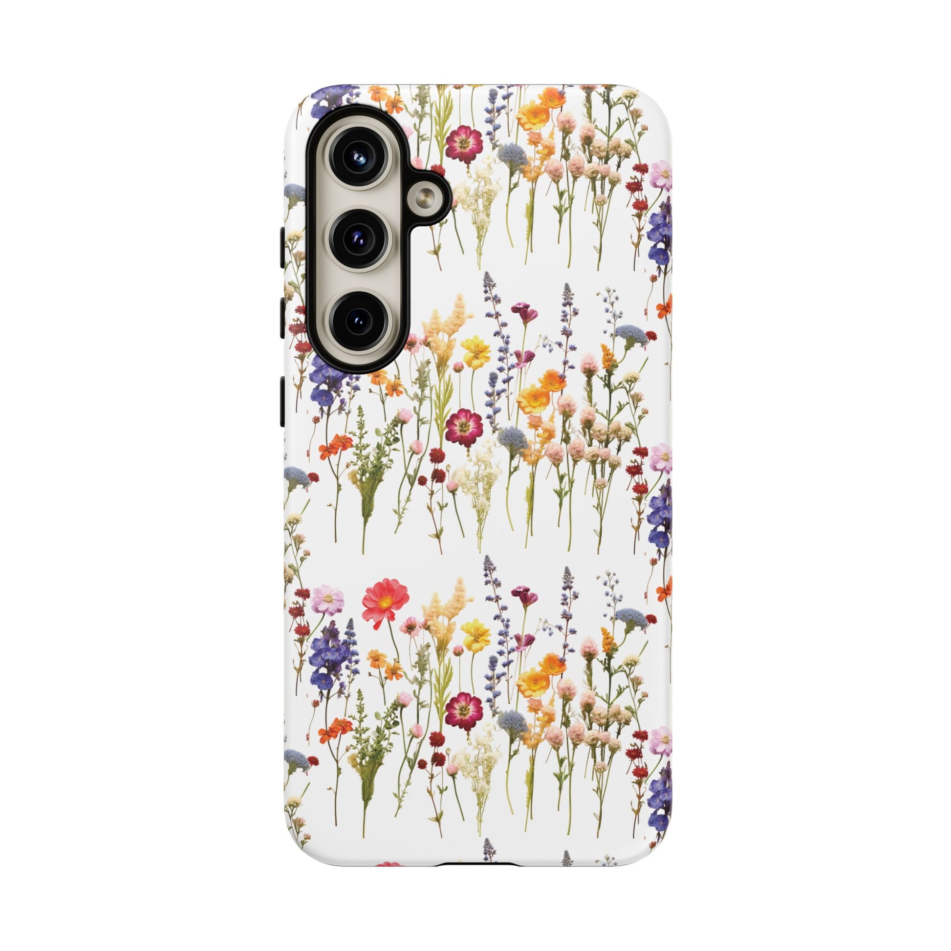 White Best Phone Case Press Flowers Floral 3D Illusion Luxury Tough Case Floral Elegant Durable Stylish for Modern Devices iPhone 17, 16, 15, Samsung iPhone Samsung Accessory Gift for Her