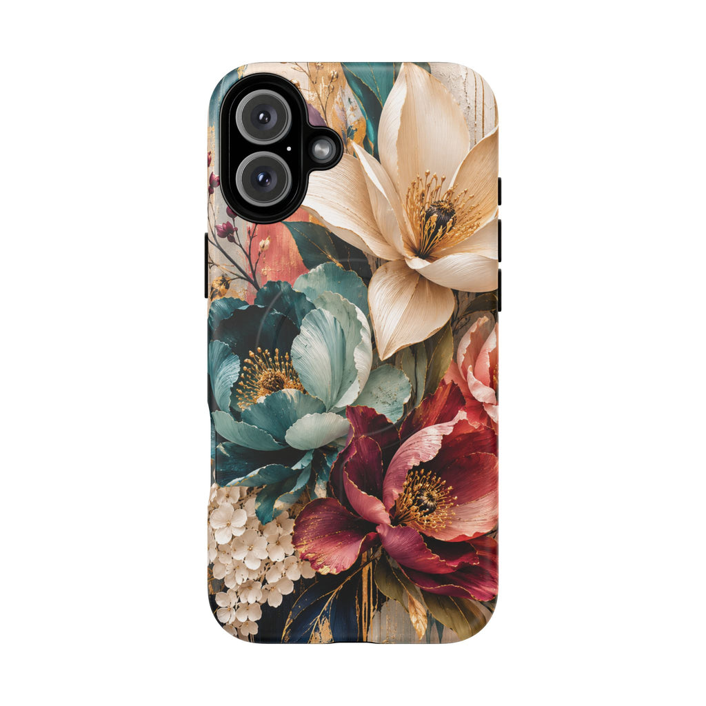 Vintage Floral Bouquet phone case Tough Magnetic Case Velvet Bloom Floral Art iPhone Case  Botanical Protective Case Samsung Modern Garden