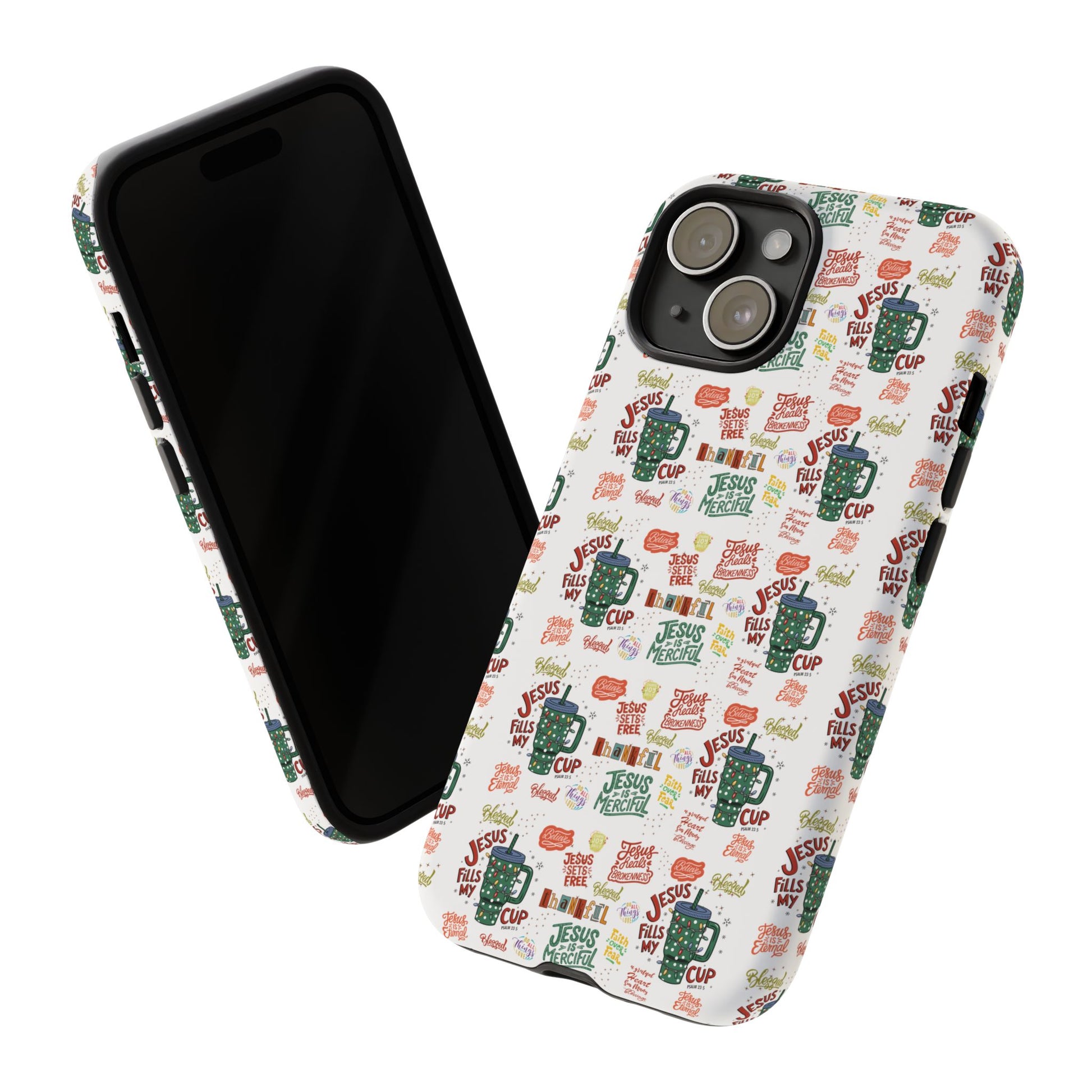 Jesus Fill My Cup Phone Case Cute Floral Design in Red, Pink, Blue – Aesthetic Protective Case for iPhone and  Android