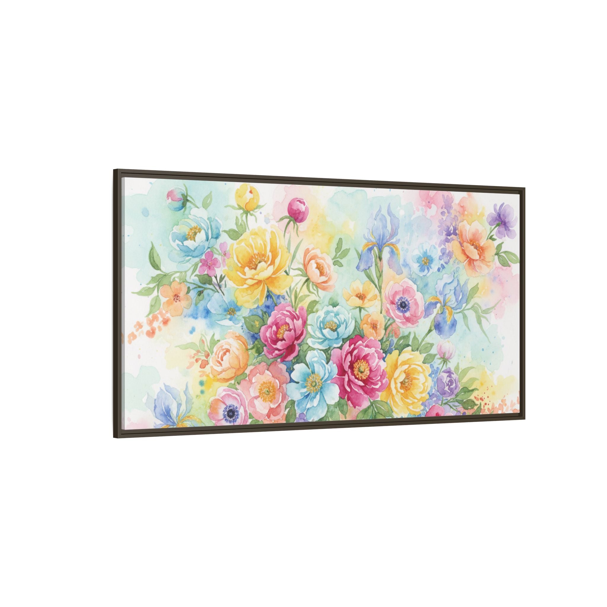Toile Bouquet Floral Aquarelle, Art Mural Mat Encadré | Art Mural Multicolore