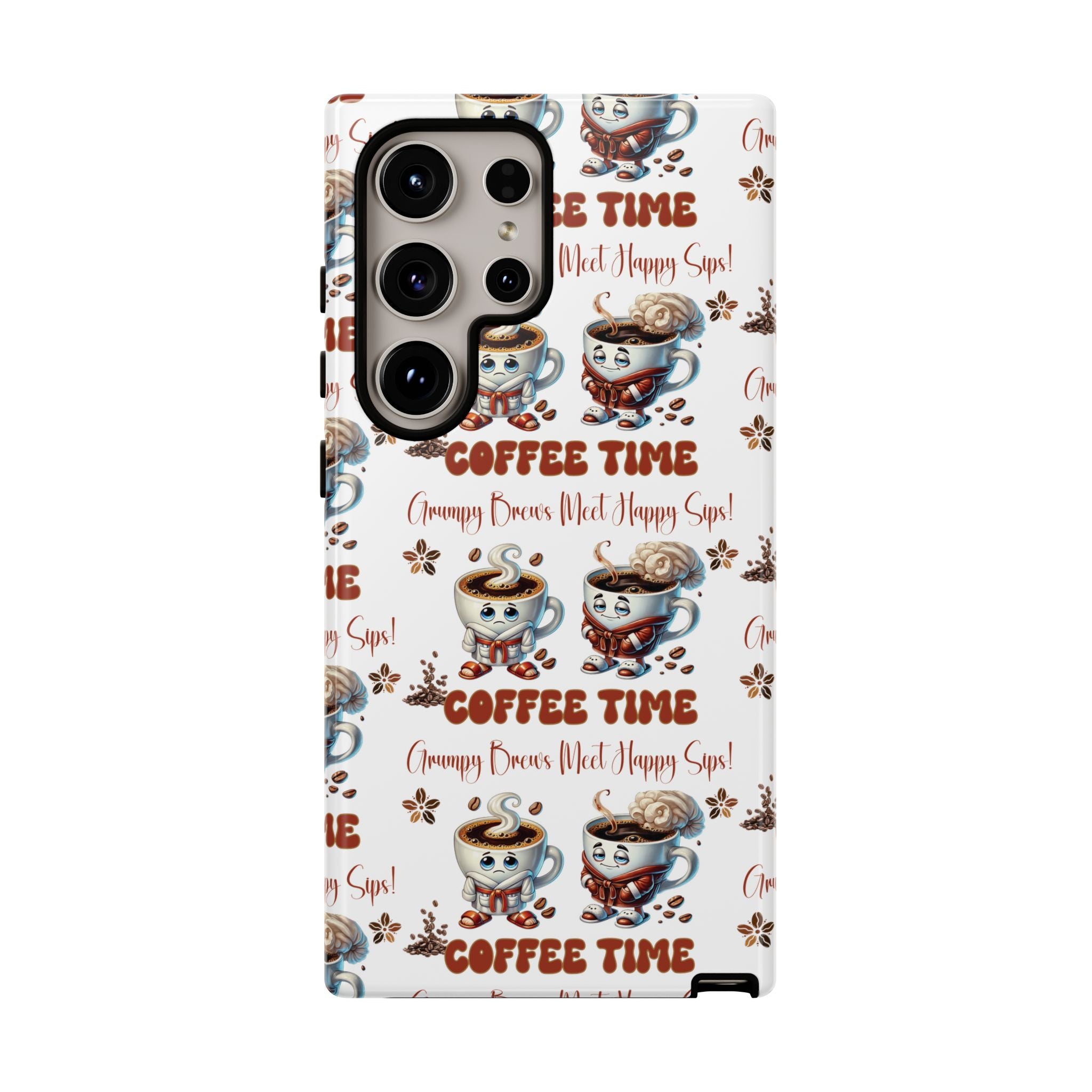 Grumpy Brews Meet Happy Sips Phone Case Compatible with iPhone, Samsung & Pixel | Fun, Durable Protection for Coffee Lovers | Unique Design, Shockproof & Scratch-Resistant Perfect for Coffee Lover - MRSBYVALLE