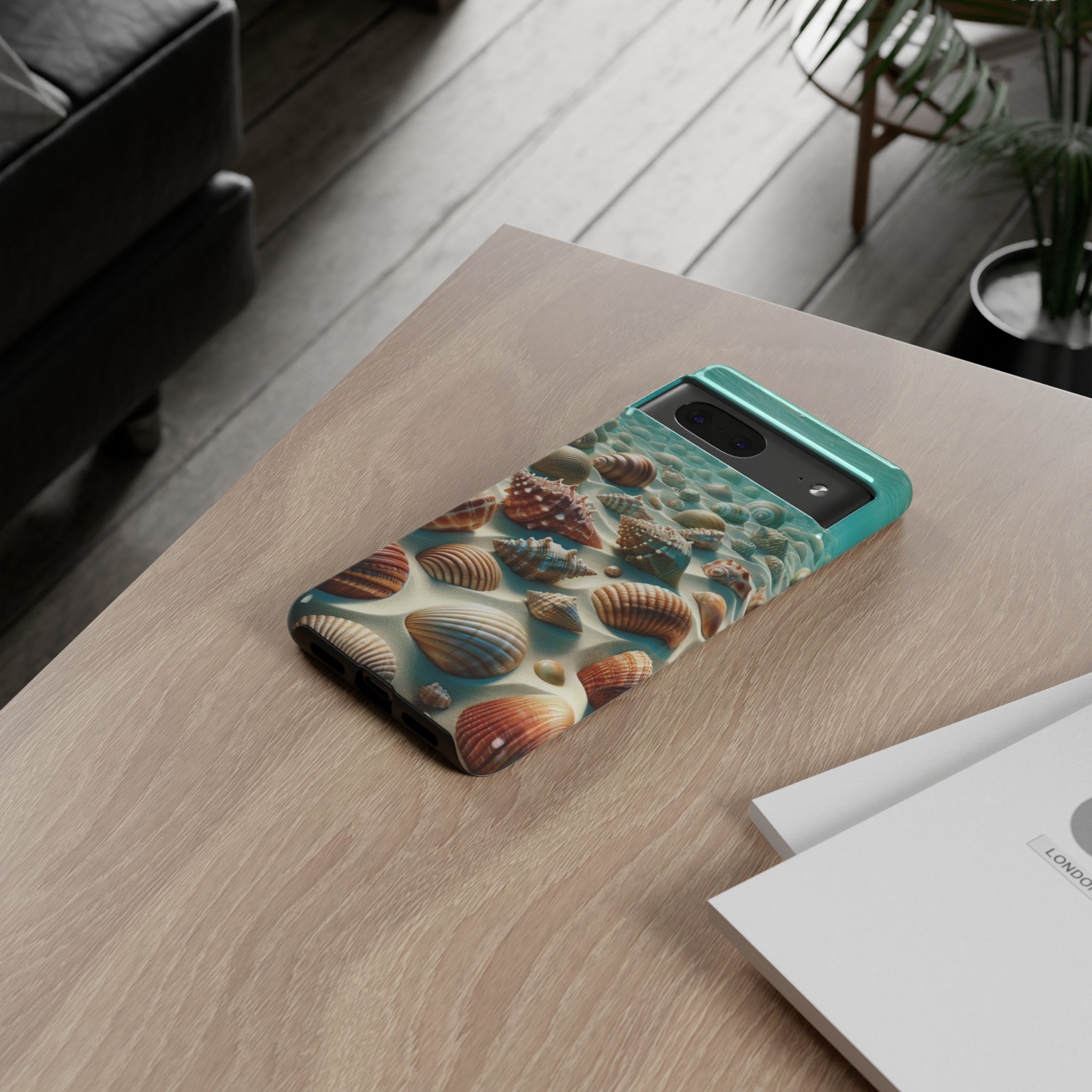 Plush Ocean Bliss Turquoise Seashell Ocean Beach View Protective Phone Case Gift for Her Phone 15, Samsung iPhone Samsung Gift for Her Case iPhone 15, Samsung iPhone Samsung Accessory Gift for Her.