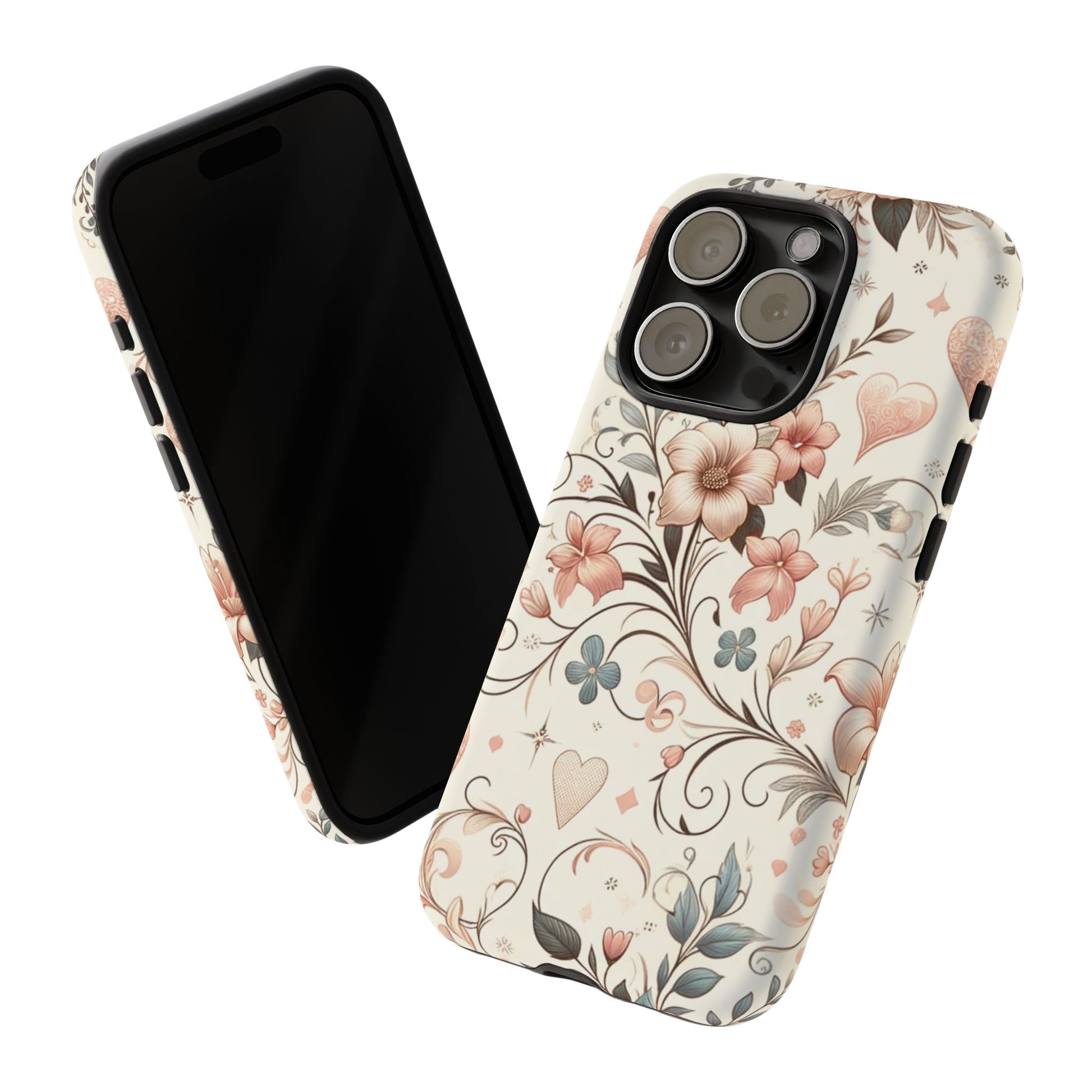 Floral Design Luxury Phone Tough Case Floral Elegant Durable Stylish for Modern Devices iPhone 17, 16 15, Samsung iPhone Samsung Accessory Gift for Her